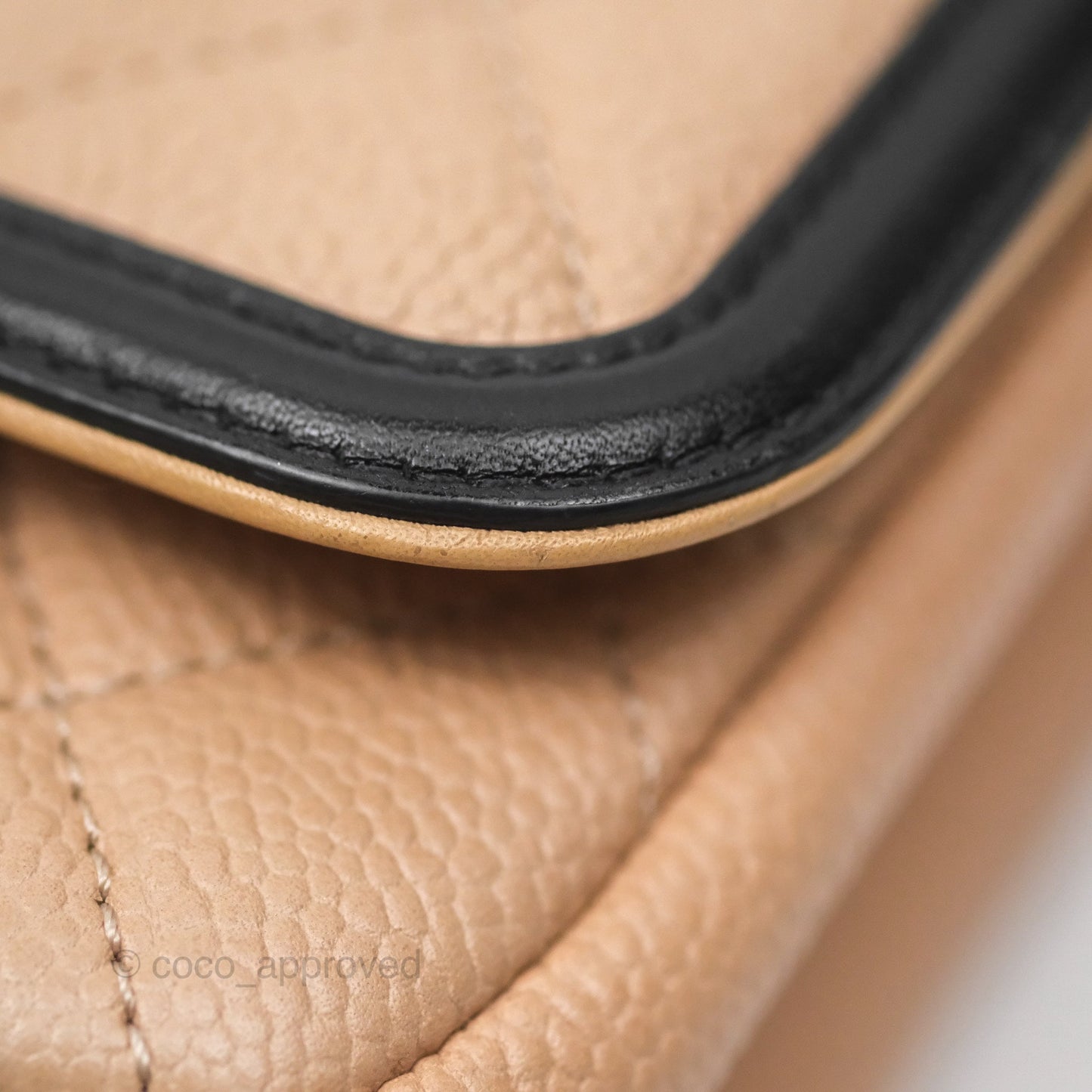 Chanel Small CC Filigree Flap Quilted Beige Black Caviar