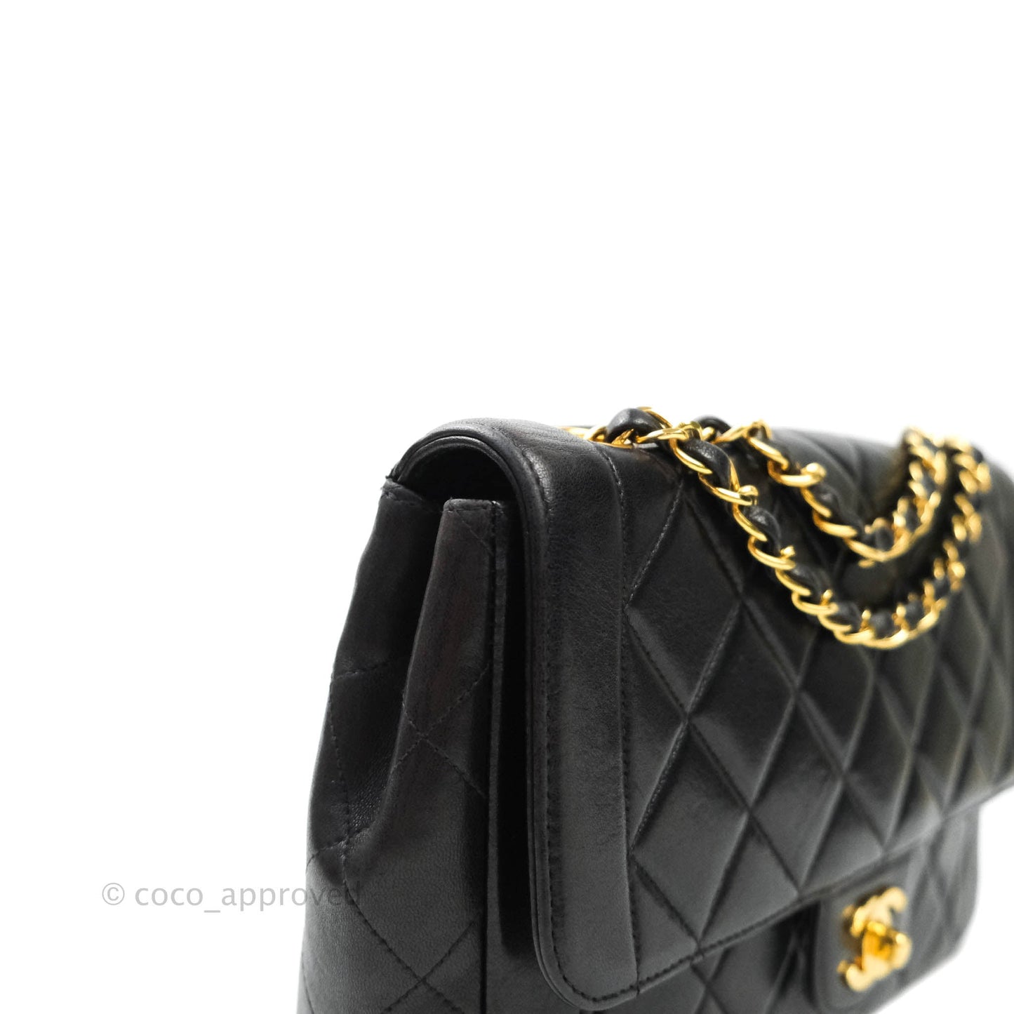 Chanel Vintage Quilted Medium Flap Bag Black Lambskin 24K Gold Hardware