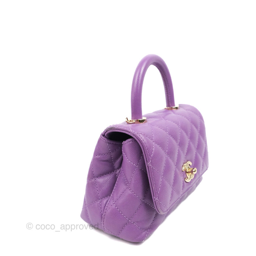 Chanel Mini Coco Handle Quilted Purple Caviar Gold Hardware