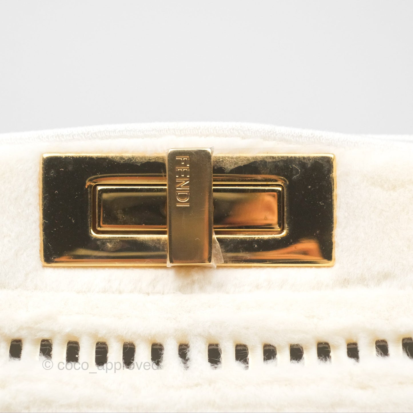 Fendi Peekaboo Medium Mink Fur White Gold Hardware
