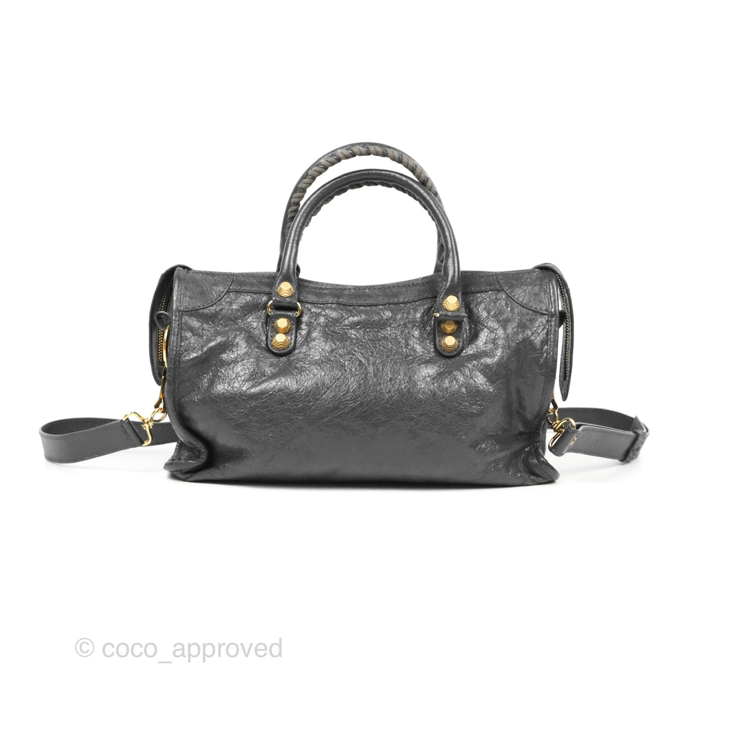 Balenciaga Classic Small City Bag Dark Grey Aged Calfskin Gold Hardware
