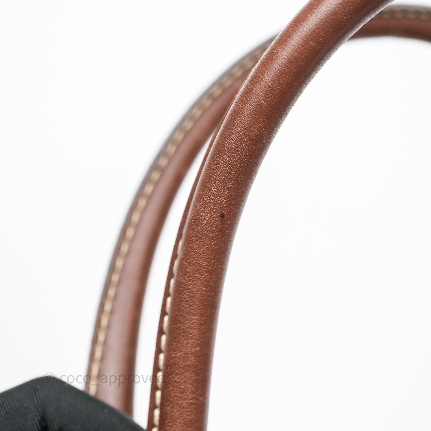 Chanel Vintage CC Tote Bag Denim Brown Leather