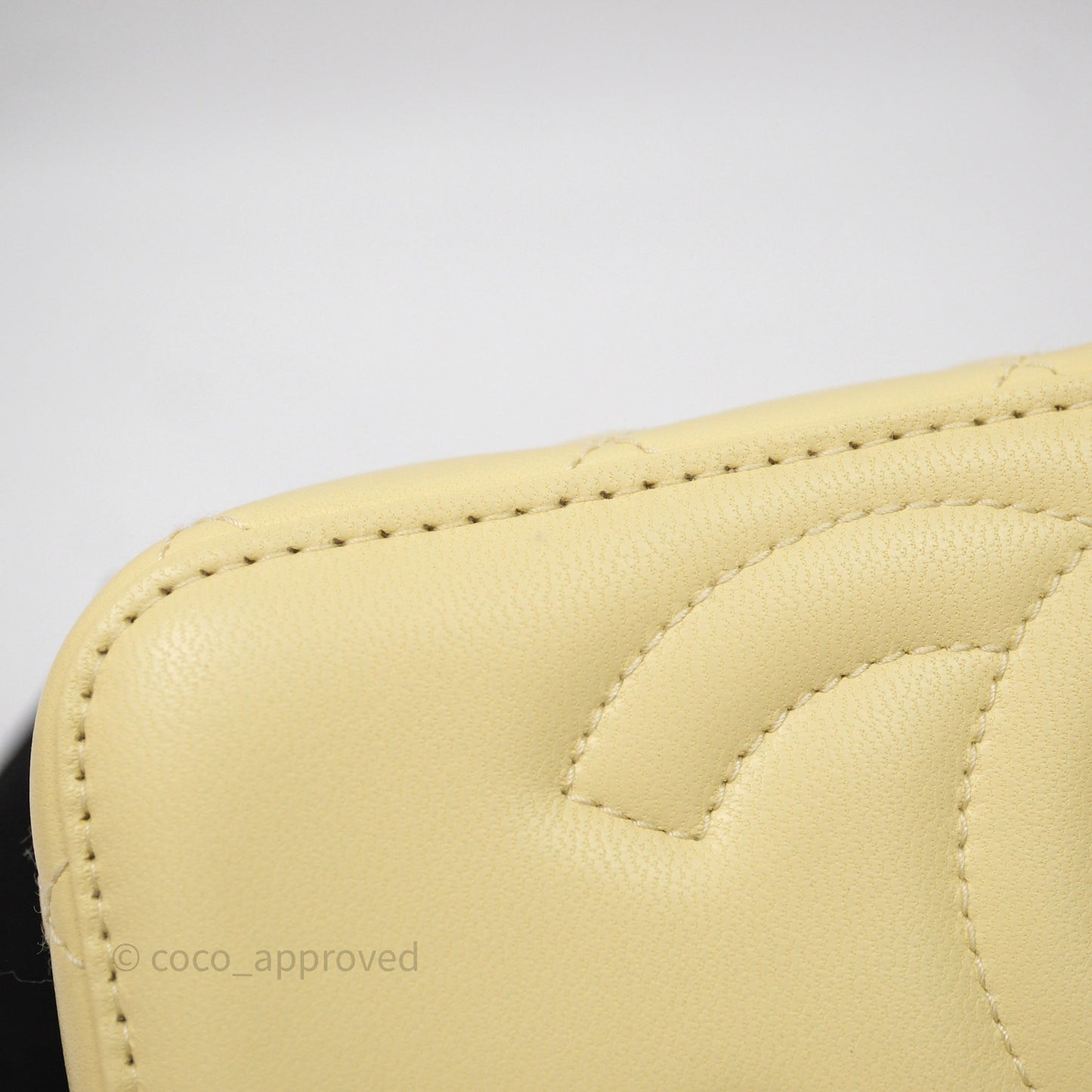 Chanel Quilted Vanity Rectangular with Camellia Adjustable Chain Yellow Lambskin