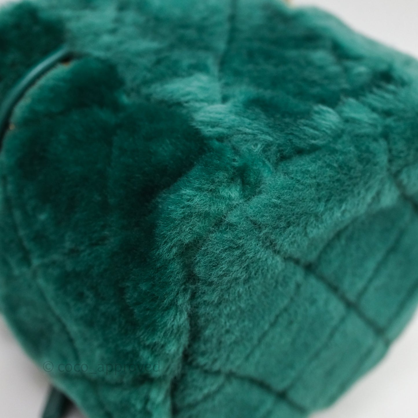 Chanel Small Vanity Case Green Shearling Aged Gold Hardware 22A