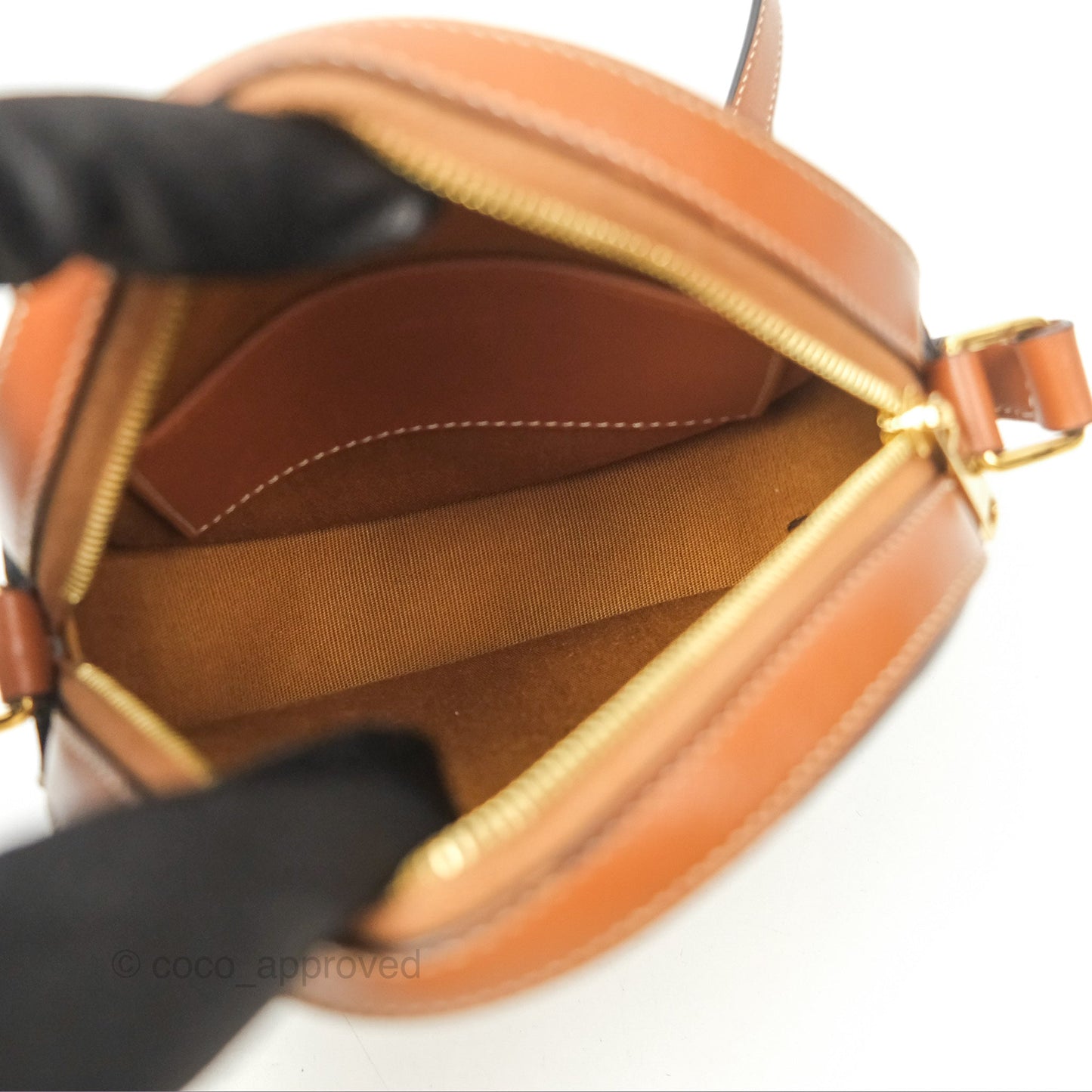 Celine Round Purse on Strap Triomphe Canvas Tan