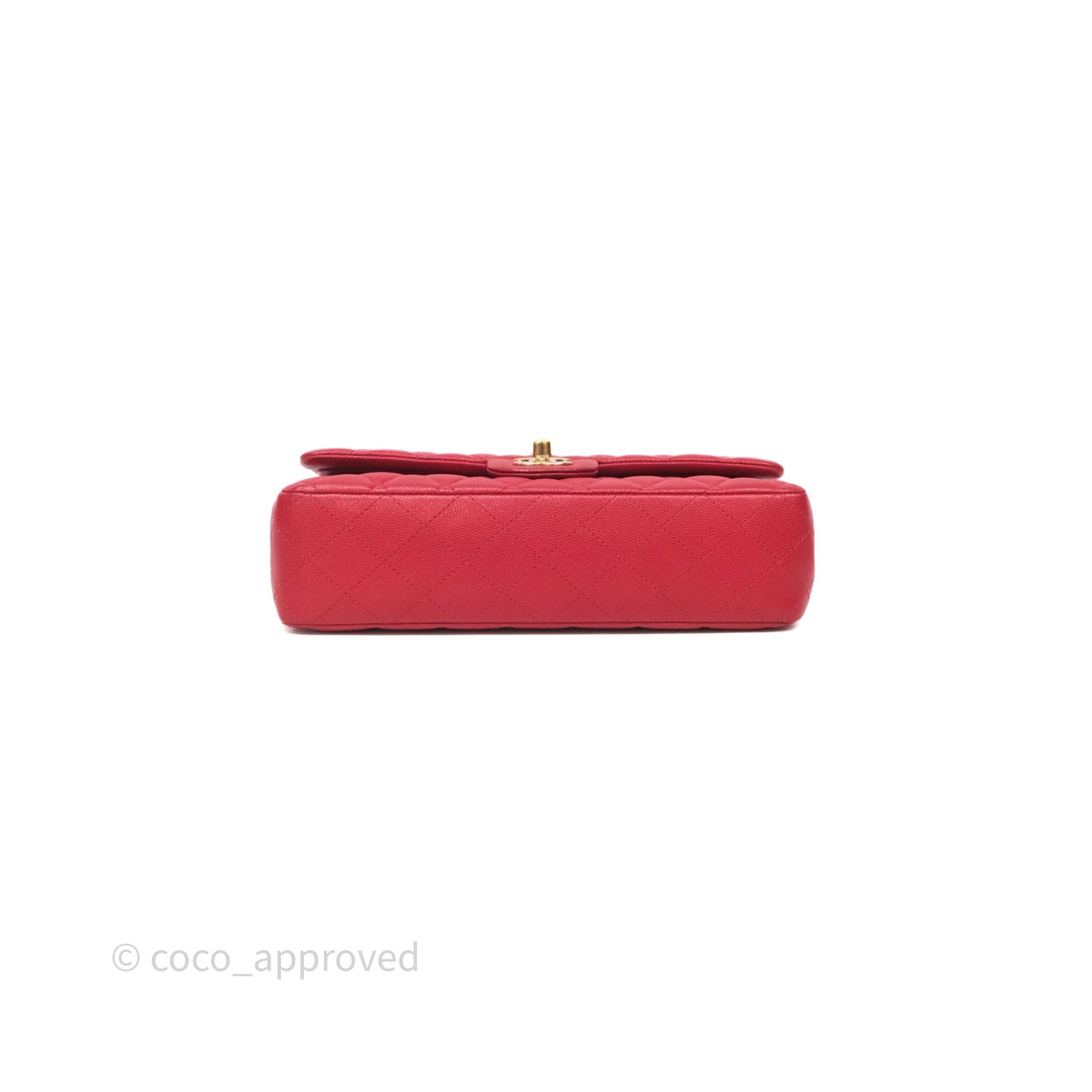 Chanel Classic M/L Medium Flap Quilted Red Caviar Gold Hardware