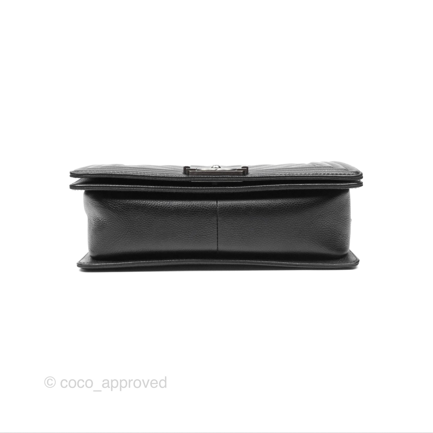 Chanel Medium Boy Chevron Black Caviar Ruthenium Hardware