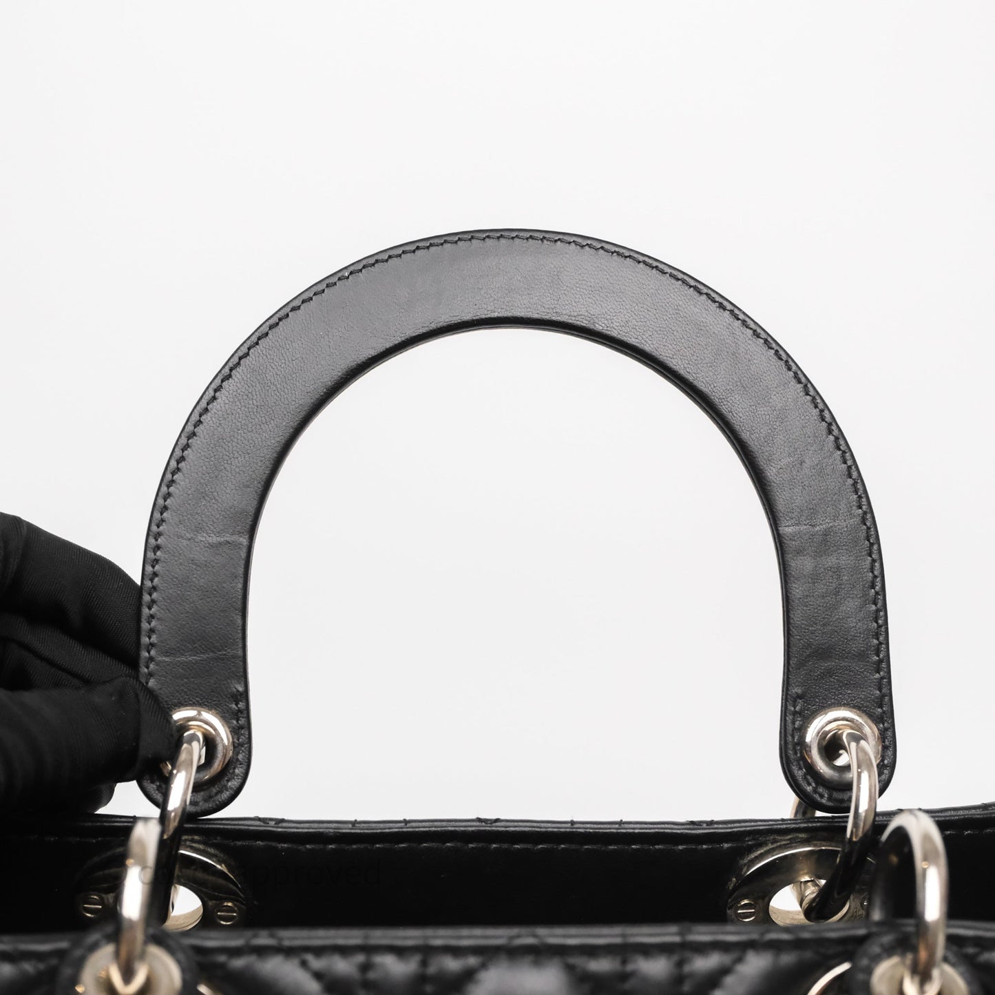 Christian Dior Medium Lady Dior Black Lambskin Silver Hardware
