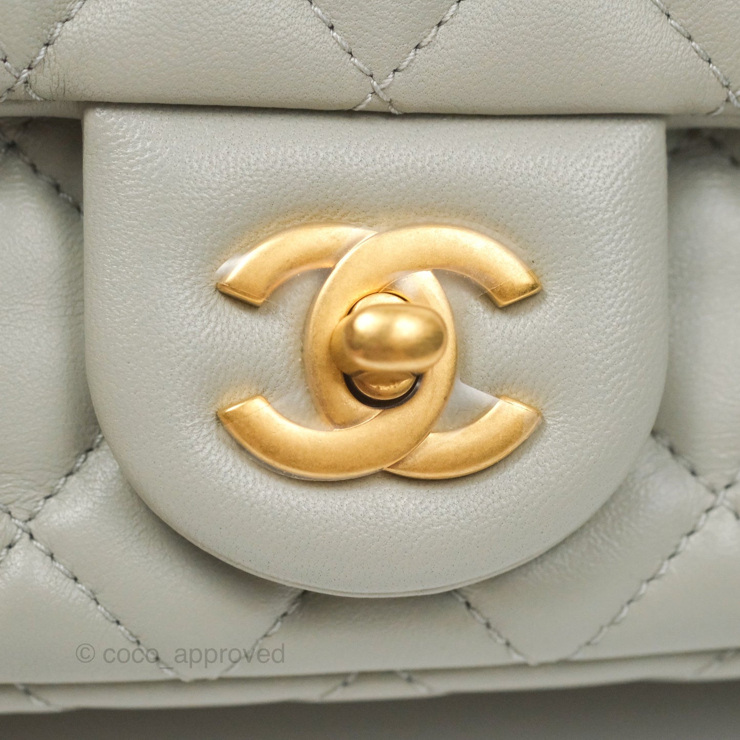 Chanel Pearl Crush Mini Rectangular Grey Lambskin Aged Gold Hardware