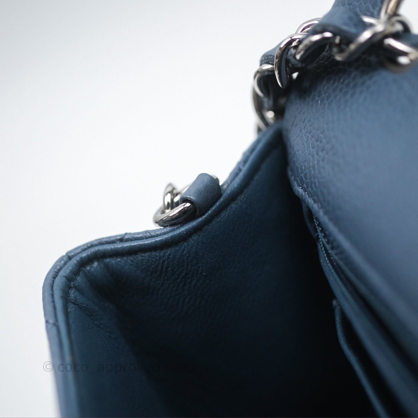 Chanel Quilted Mini Rectangular Blue Caviar Silver Hardware