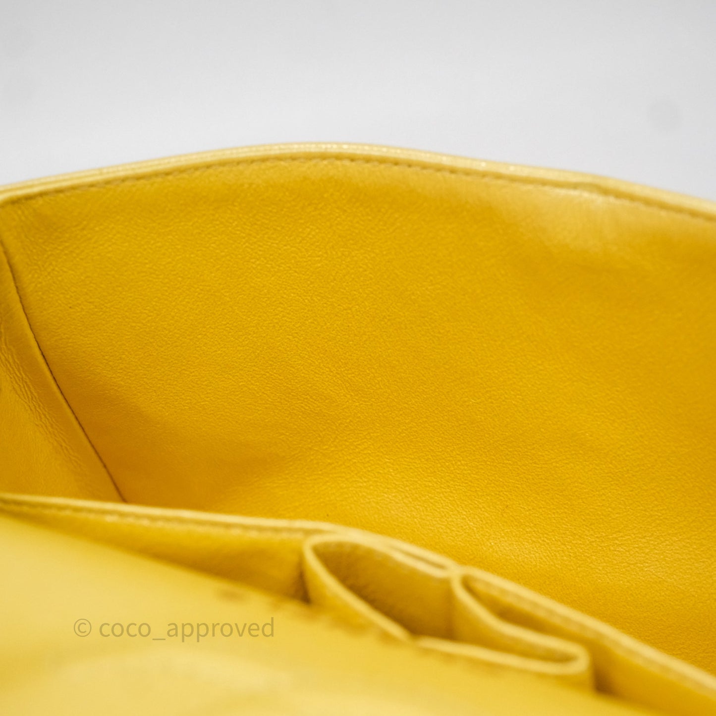 Chanel Small Classic Quilted Flap Iridescent Yellow Caviar Gold Hardware