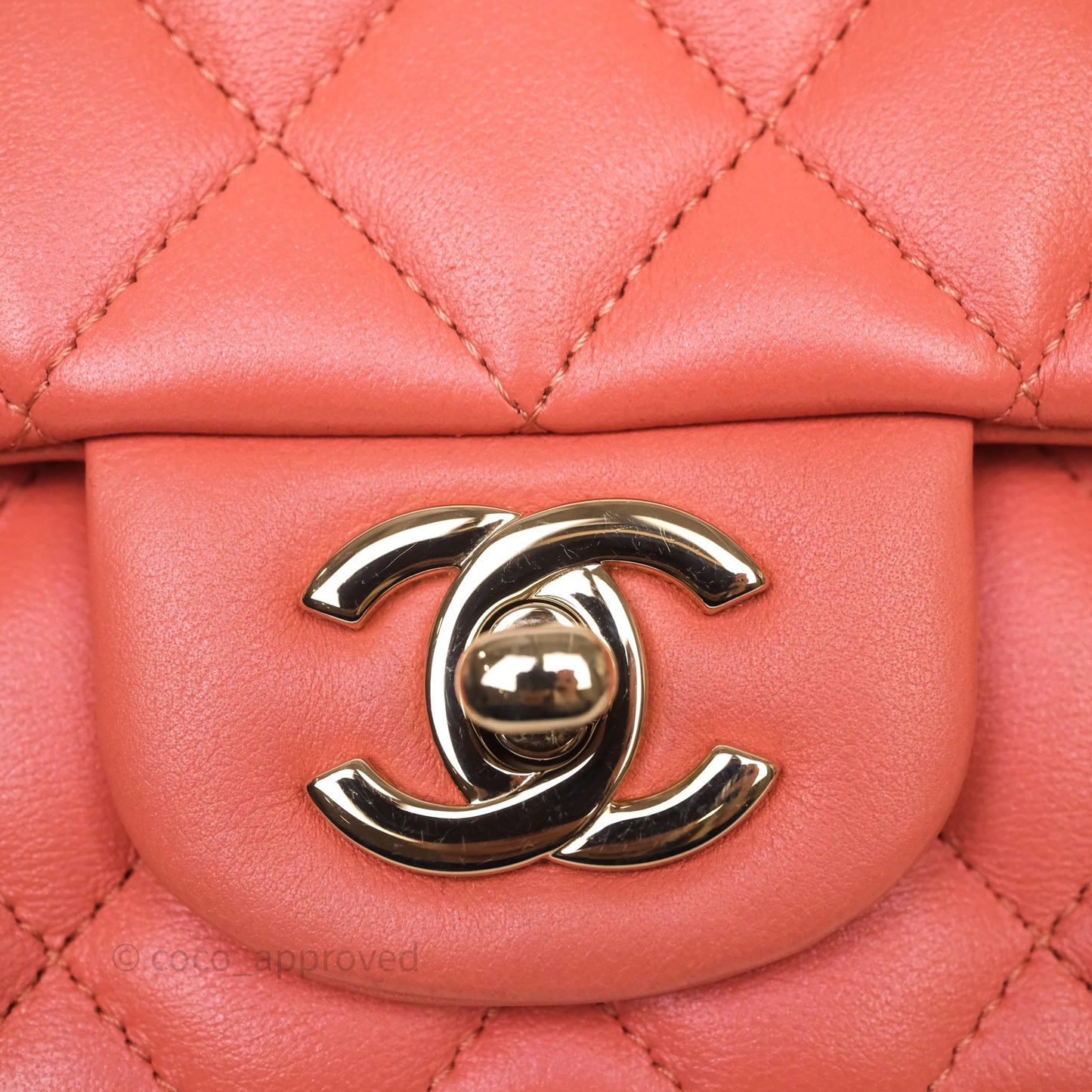 Chanel Mini Square Flap Quilted Pink Lambskin Gold Hardware