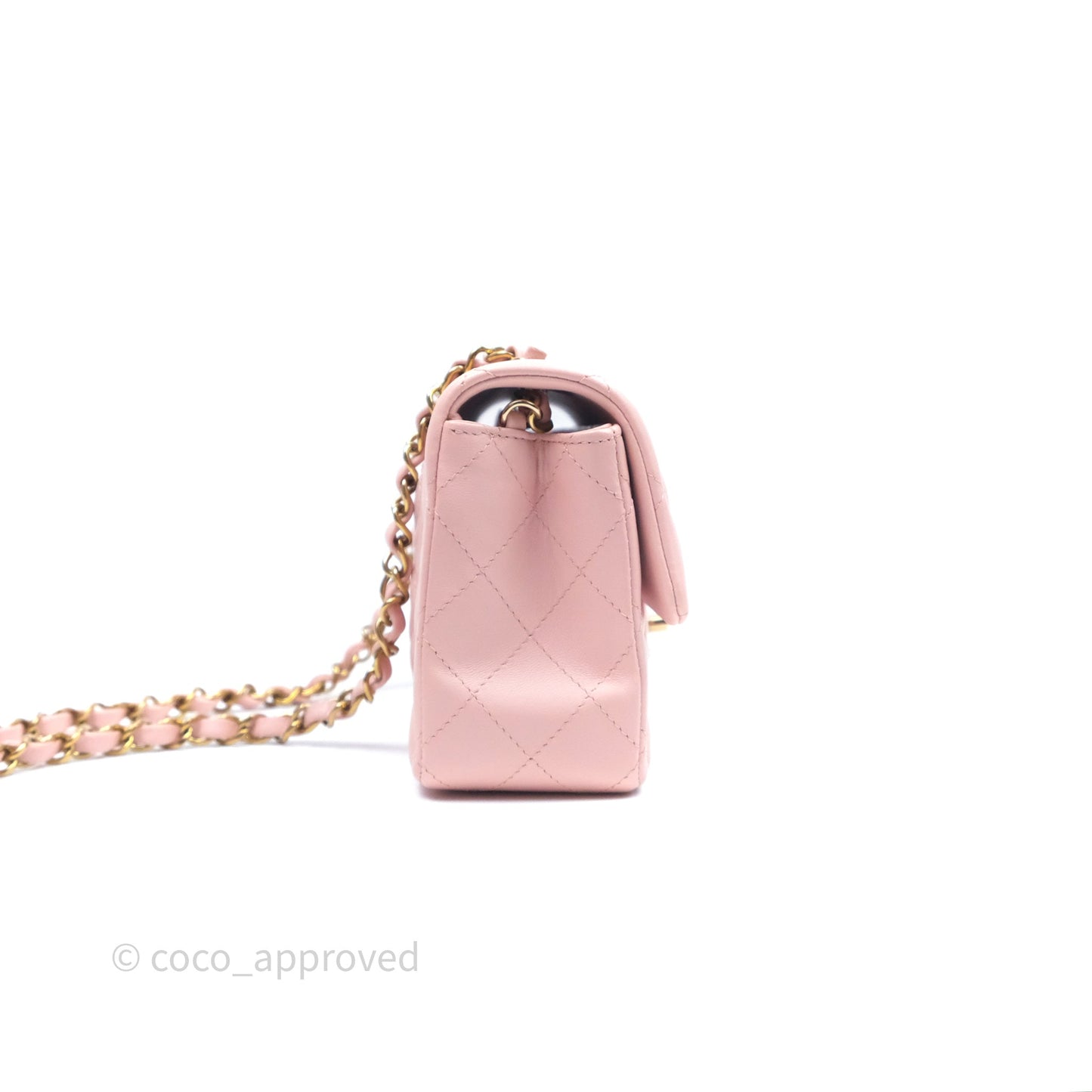 Chanel Quilted Mini Rectangular Flap Pink Lambskin Gold Hardware