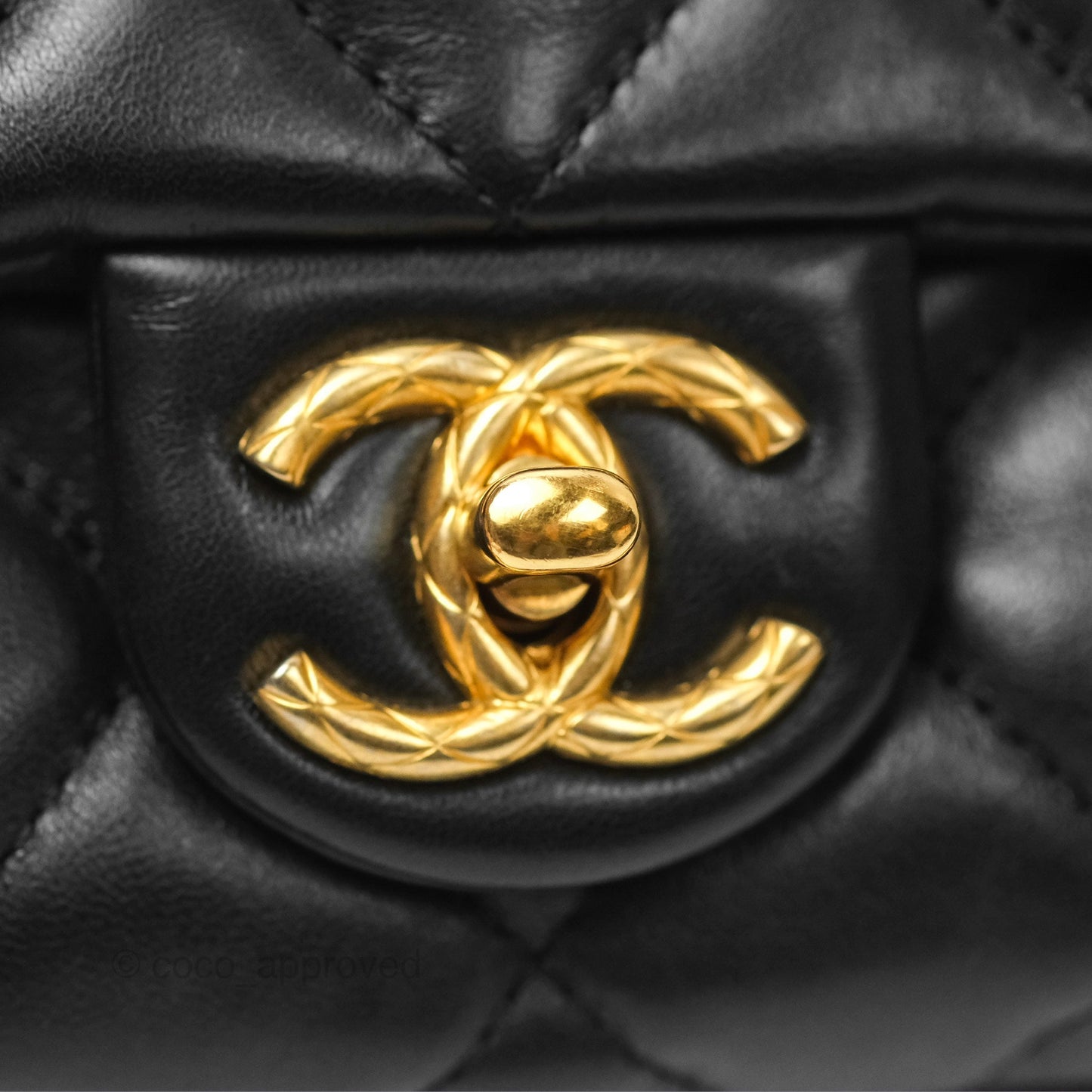 Chanel Flap Bag with Adjustable Strap Black Lambskin Aged Gold Hardware 22K