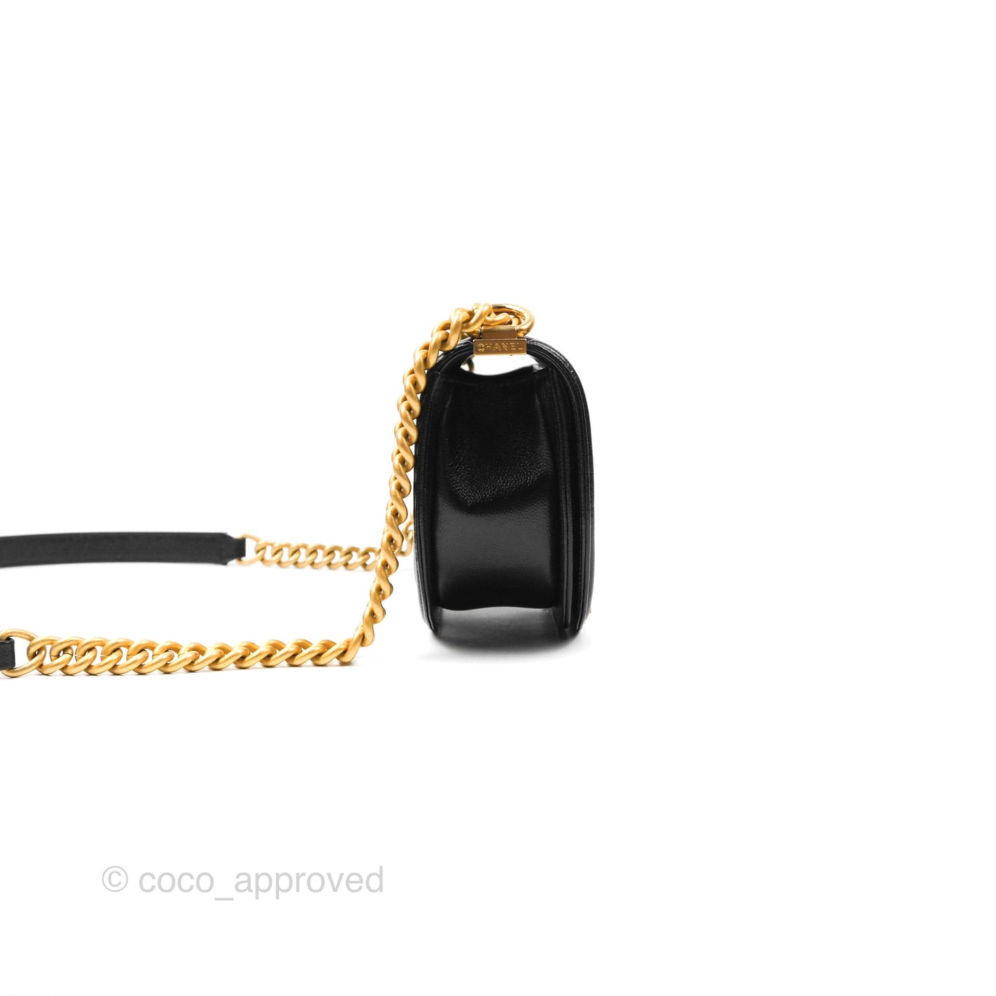Chanel Boy Messenger Bag Black Caviar Aged Gold Hardware