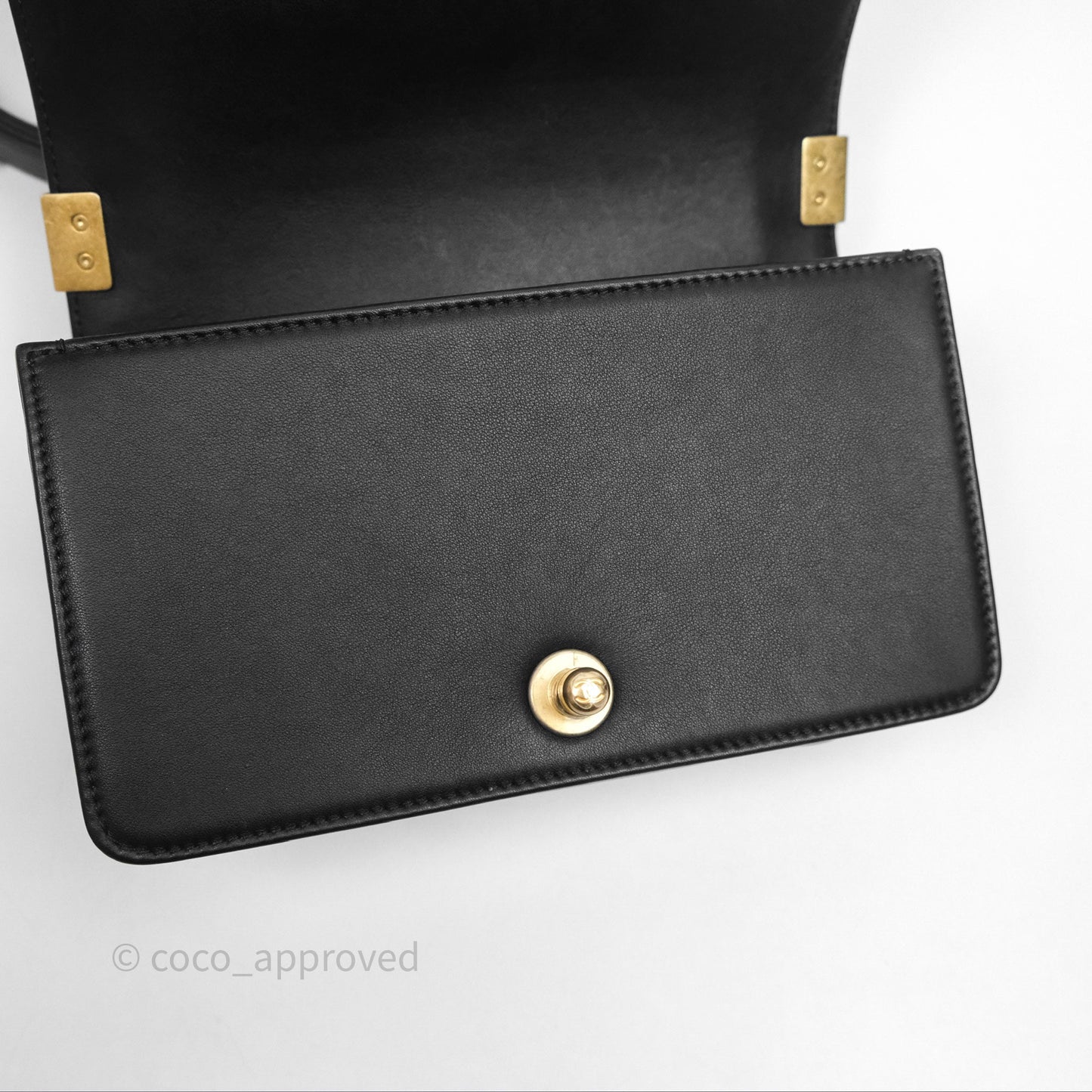 Chanel Small Boy Black Calfskin Aged Gold Hardware