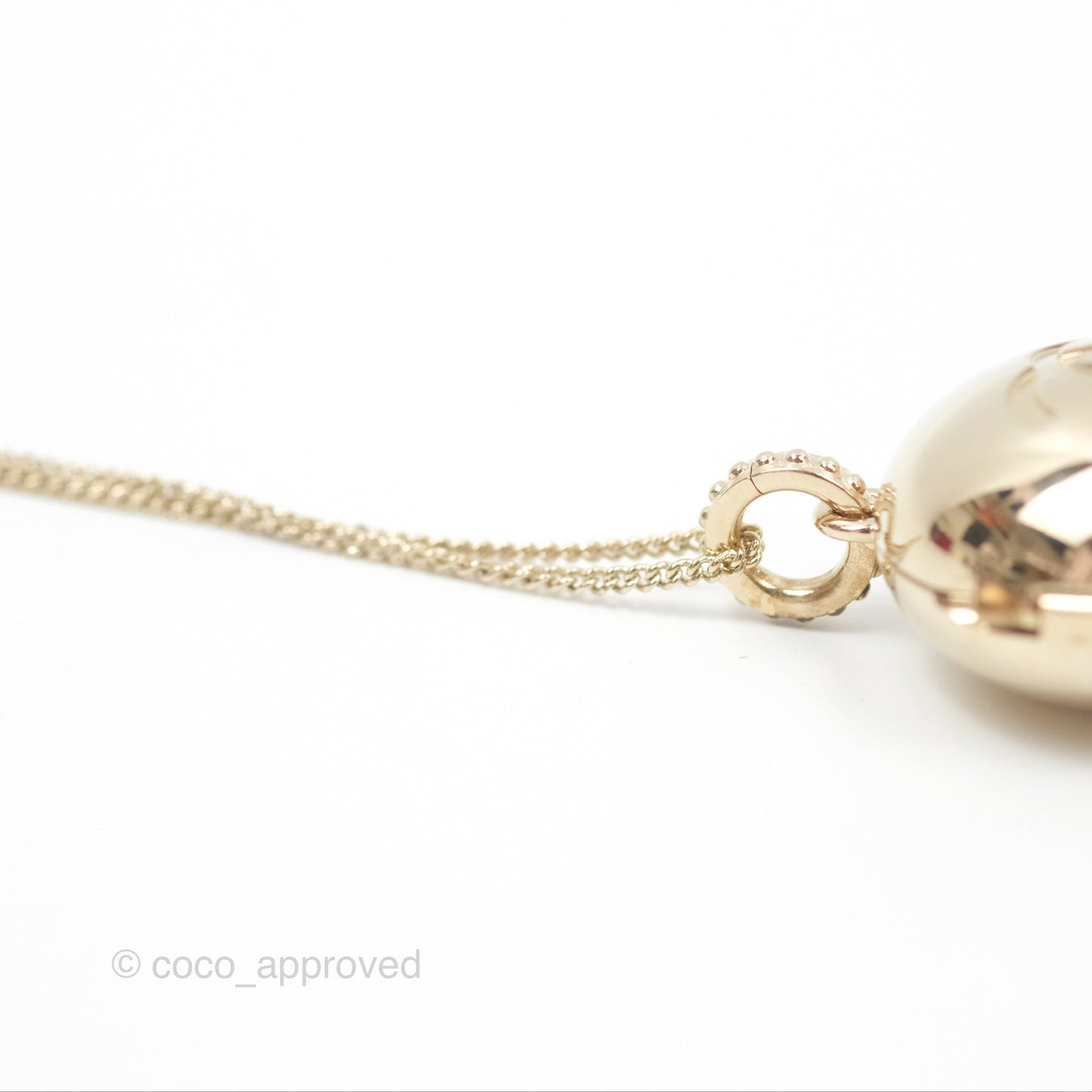 Chanel CC Sphere Locket Necklace Gold Tone 21S