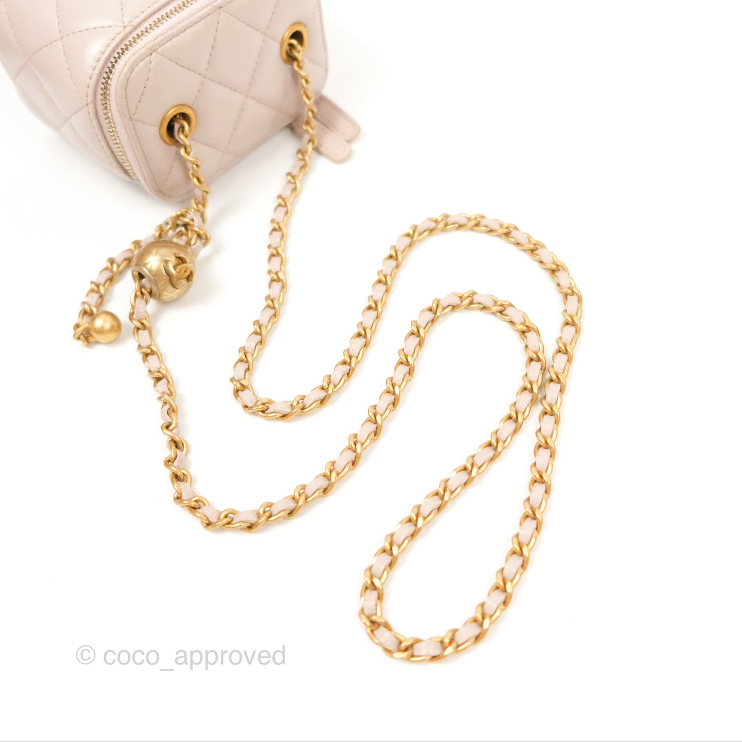 Chanel Classic Pearl Crush Mini Vanity With Chain Lilac Pink Lambskin Aged Gold Hardware