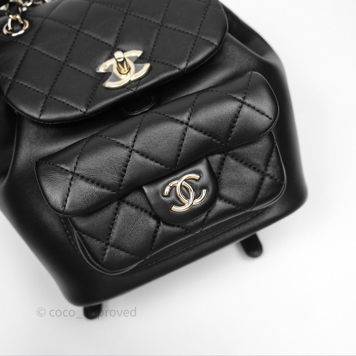 Chanel Small Duma Drawstring Backpack Black Lambskin Gold Hardware