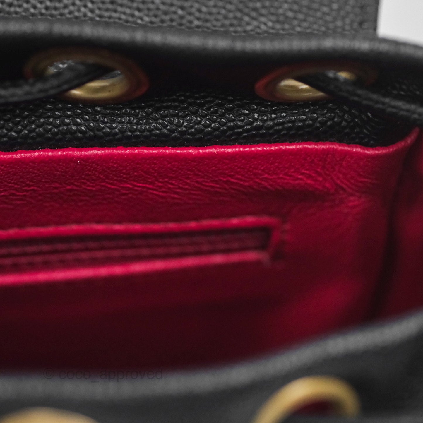 Chanel Small Quilted Filigree Backpack Black Caviar Aged Gold Hardware