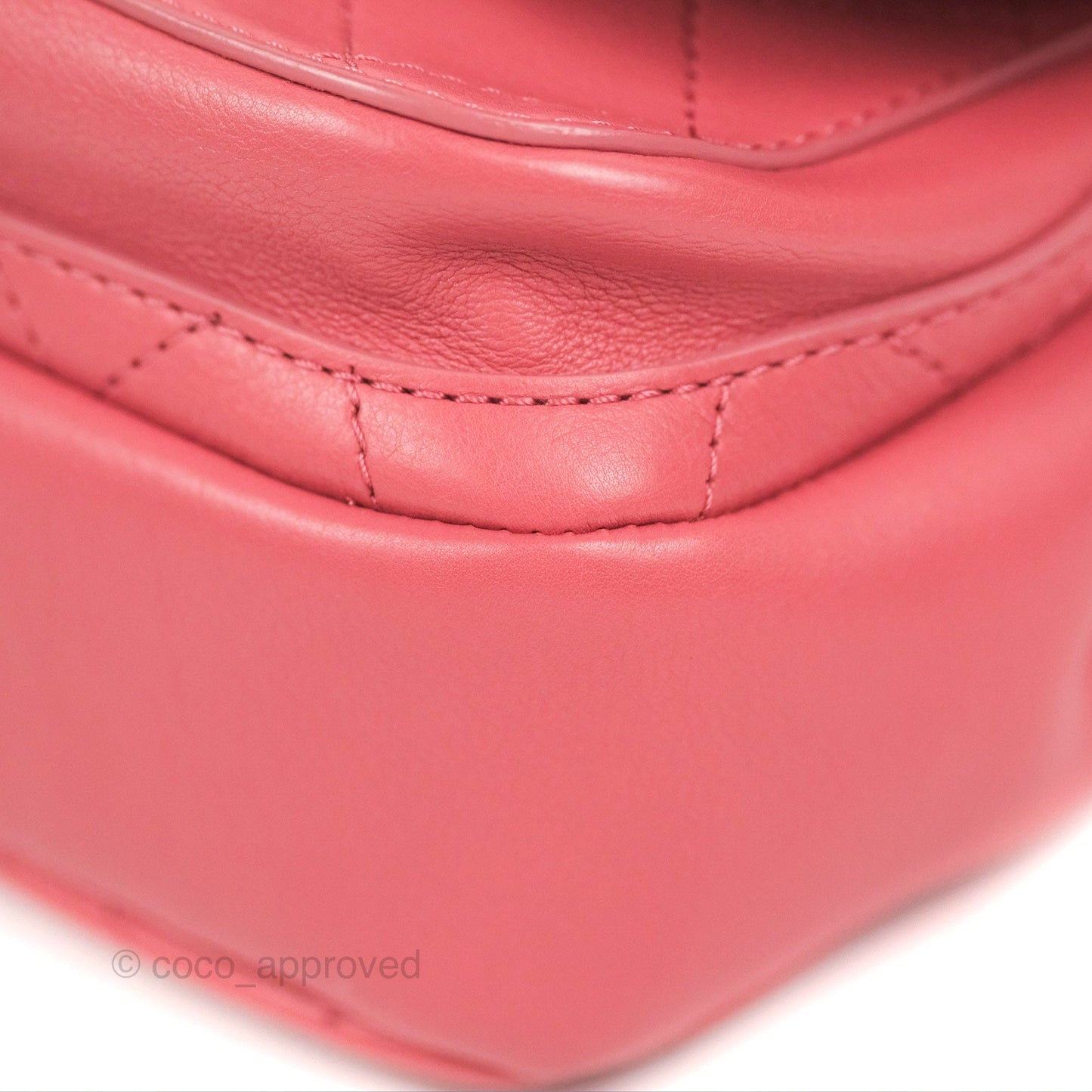 Chanel Small Flat Quilt Round Flap Bag Pink Calfskin Gold Hardware