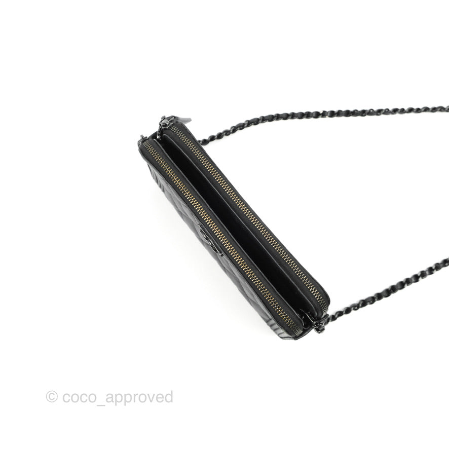 Chanel Le Boy Double Zip Wallet On Chain So Black Lambskin