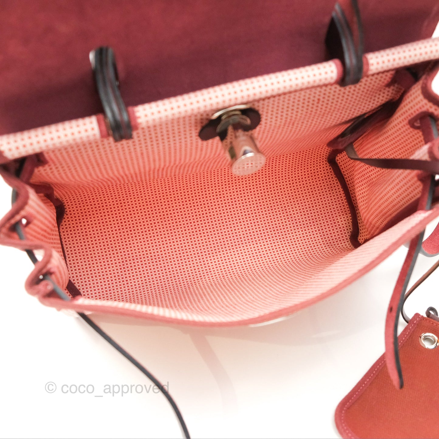 Hermès Herbag Retourne Zip 31 Ecru/Brique/Mauve Pale/Rouge Sellier Canvas Palladium Hardware