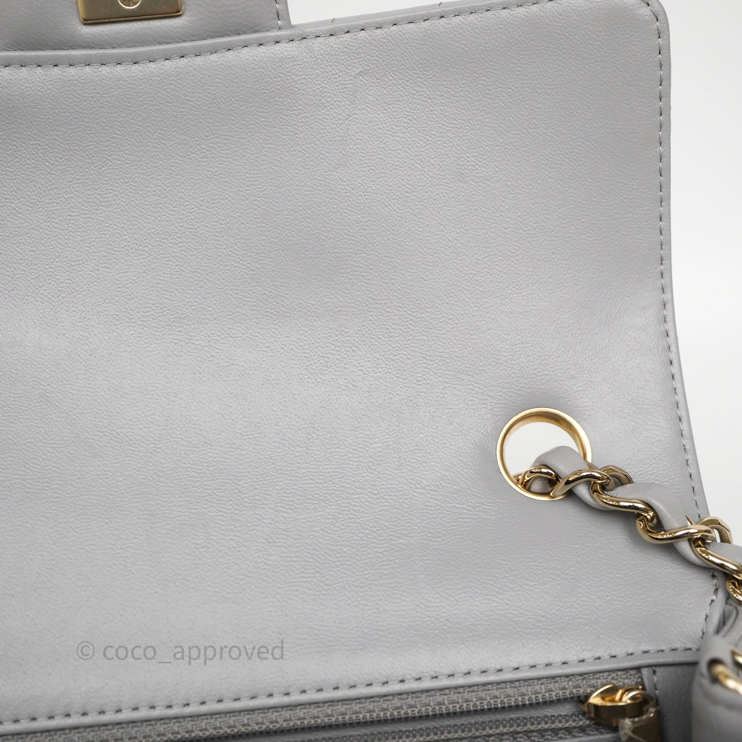 Chanel Mini Rectangular Chevron Grey Lambskin Light Gold Hardware