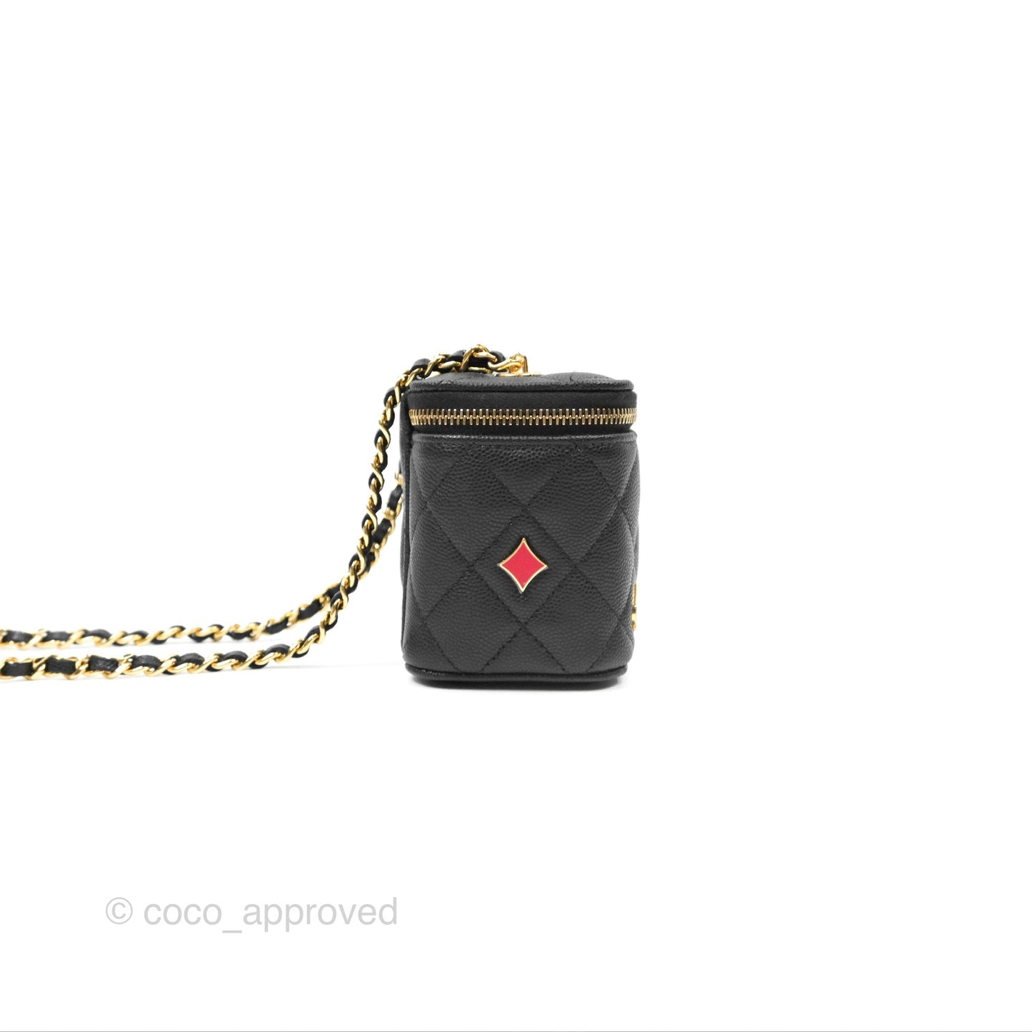Chanel Mini Poker Vanity With Chain Black Caviar Gold Hardware