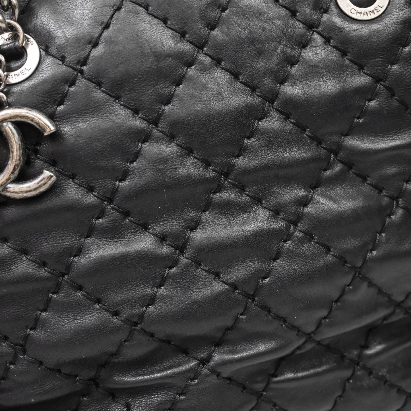 Chanel Ultimate Stitch Shopping Tote Black Calfskin Aged Silver Hardware