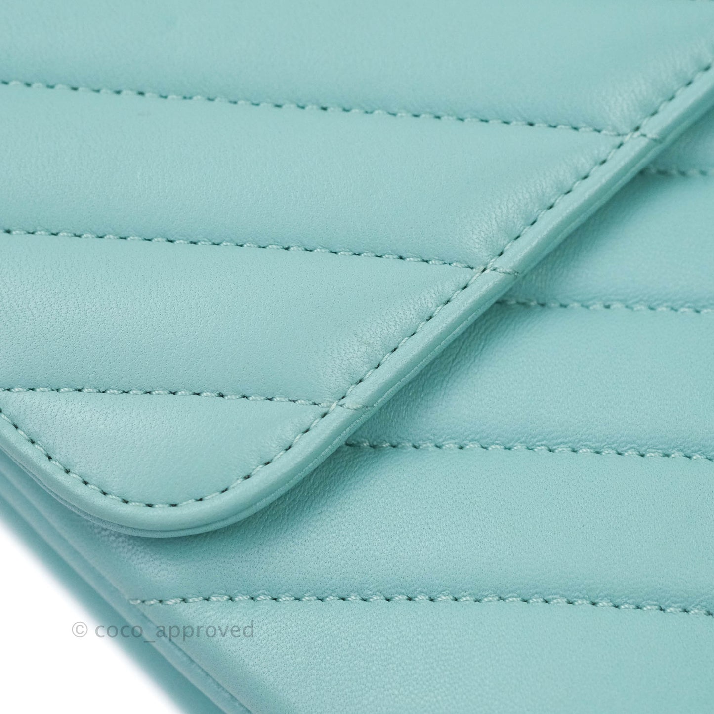Chanel Trendy CC Chevron Lambskin Flap Bag Tiffany Blue Gold Hardware