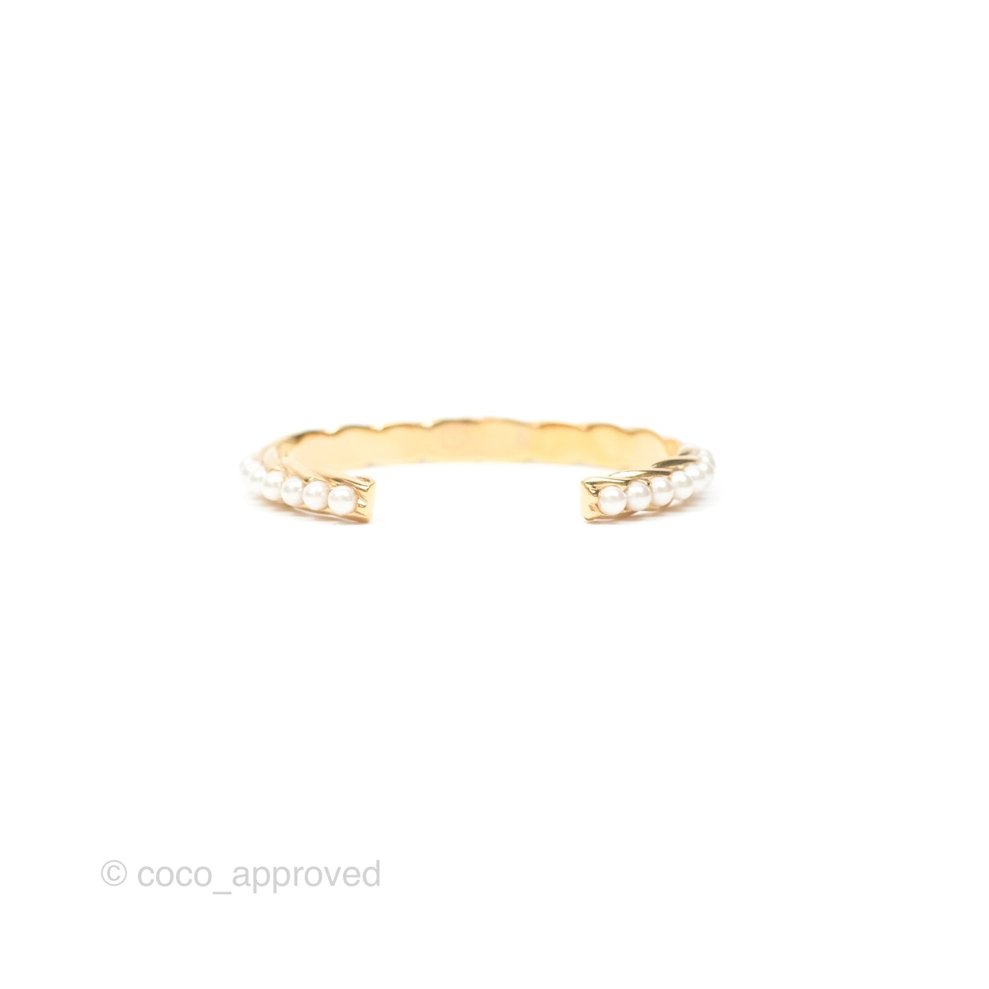 Chanel CC Pearls Bangle Bracelet Gold Tone 23A