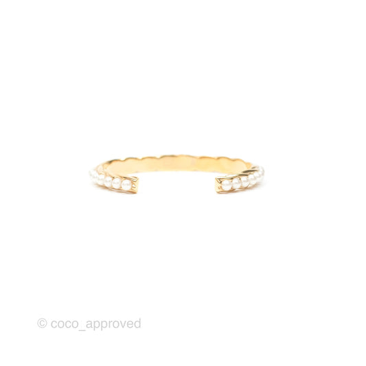 Chanel CC Pearls Bangle Bracelet Gold Tone 23A