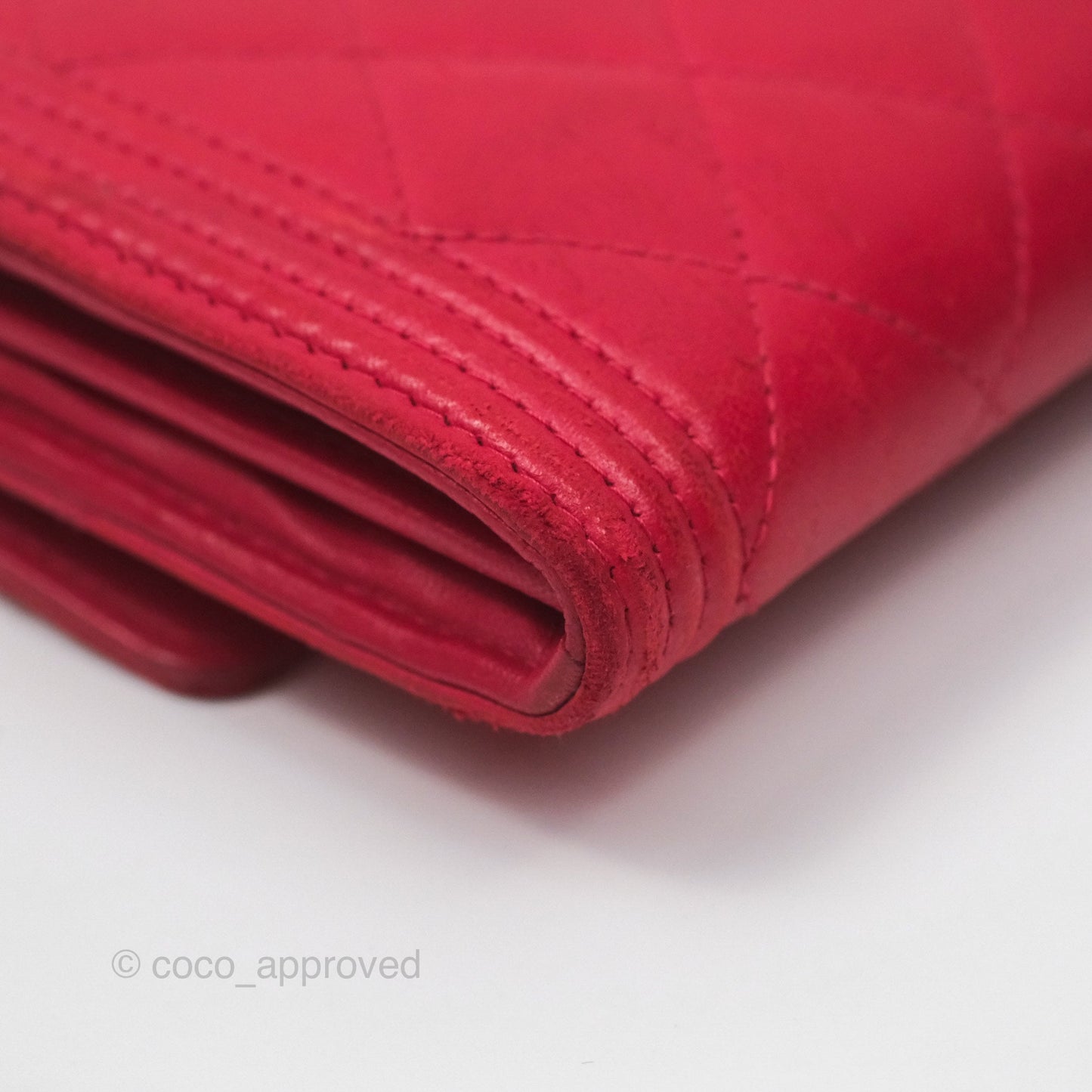 Chanel Quilted Boy Flap Long Wallet Red Lambskin Gold Hardware