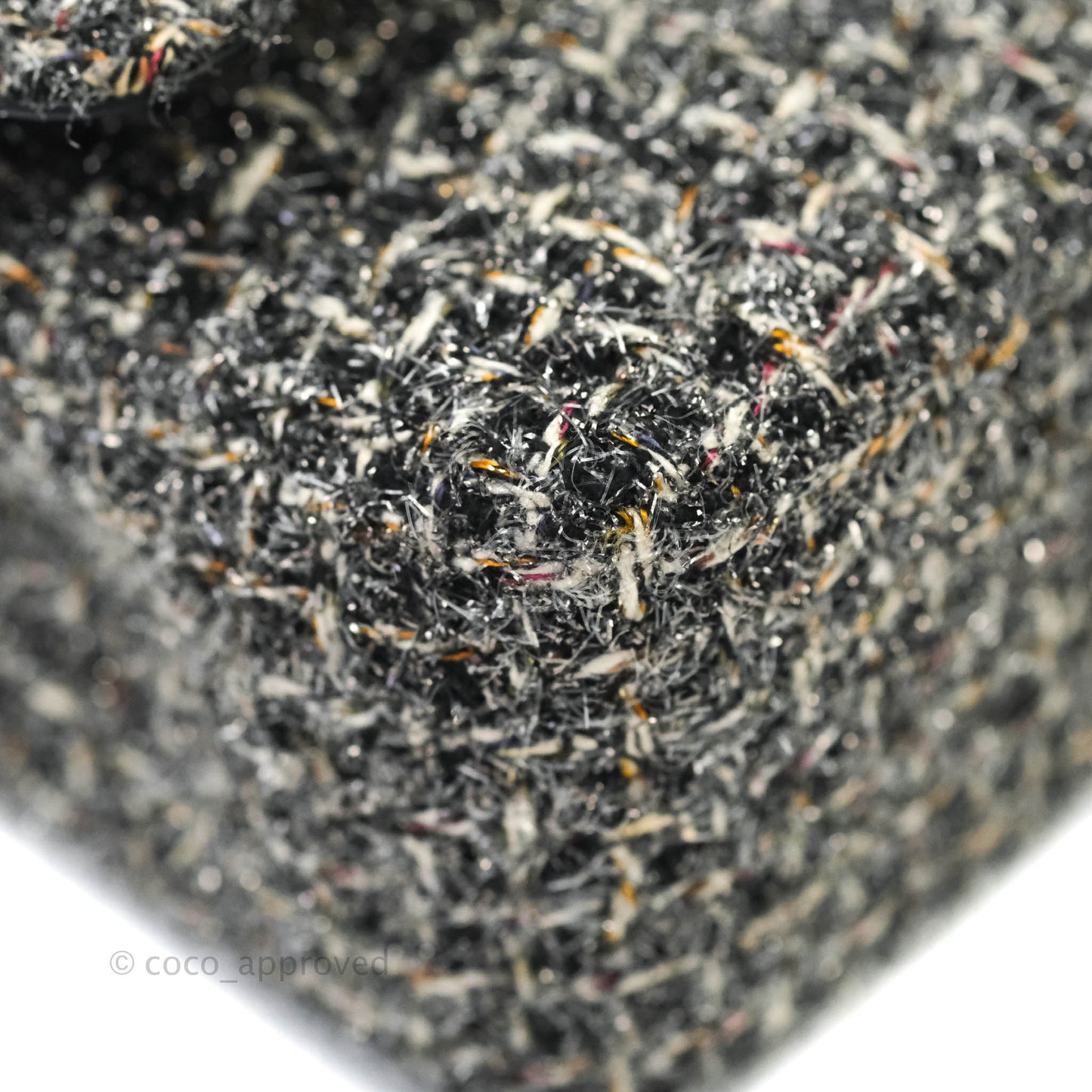 Chanel Classic M/L Medium Double Flap Black Tweed Gun Metal