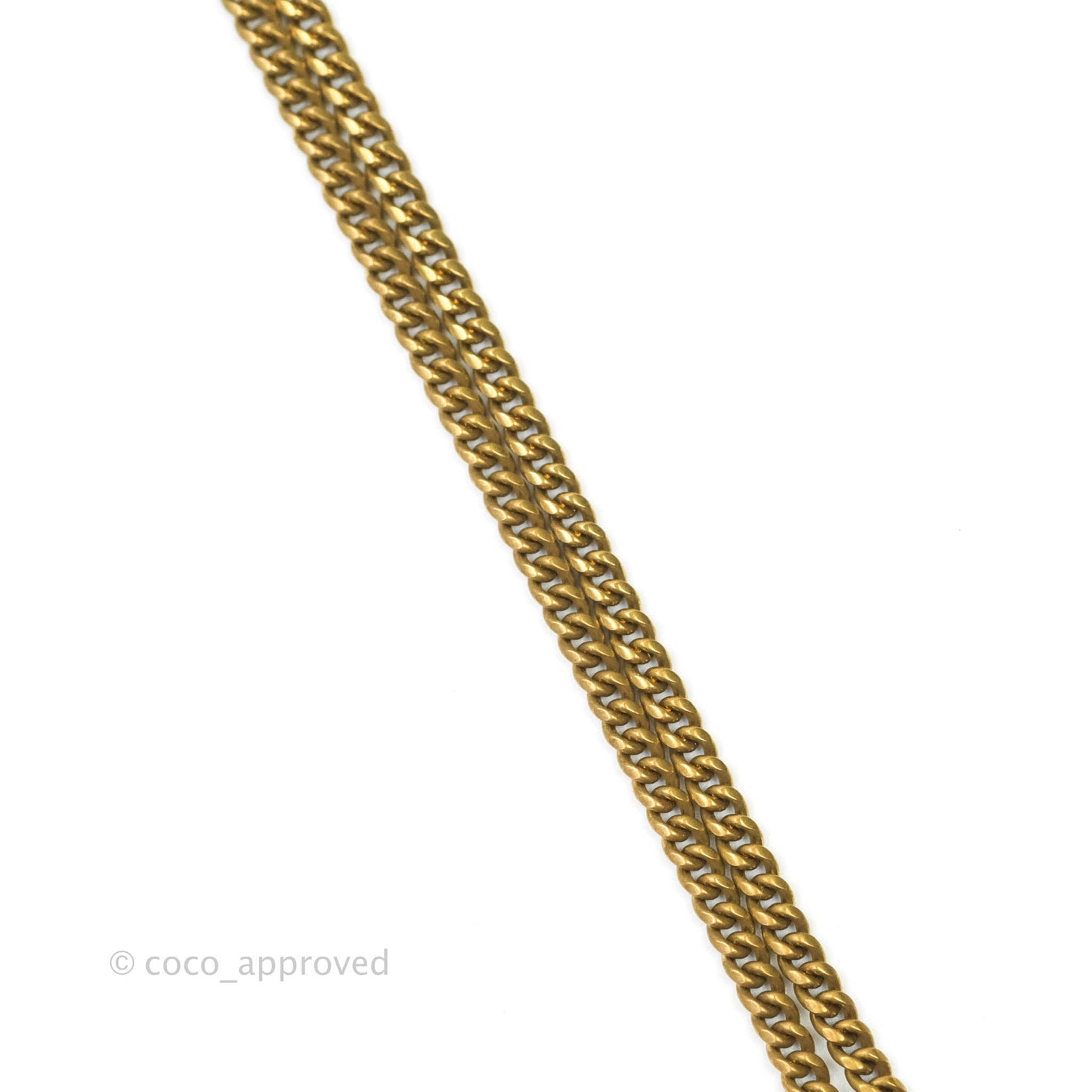 Chanel CC Crystal Pendant Chain Necklace Matte Gold Tone 21C