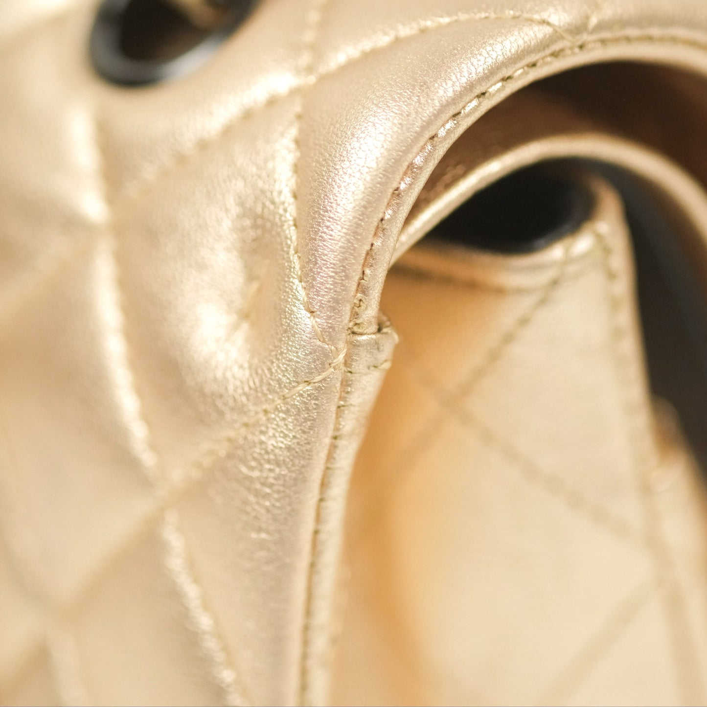 Chanel Classic M/L Medium Flap Quilted Metallic Gold Lambskin Gun Metal