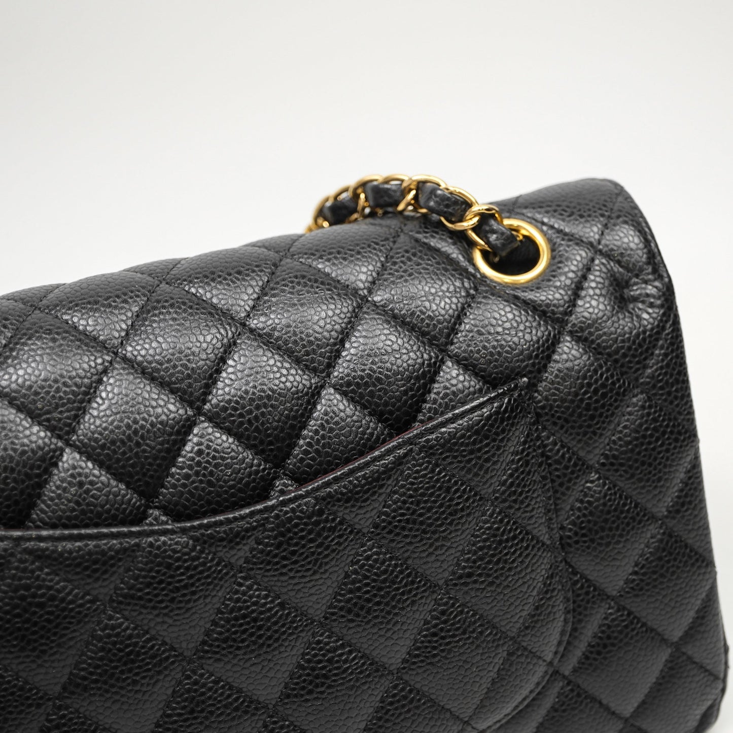 Chanel Classic M/L Medium Flap Quilted Black Caviar Gold Hardware