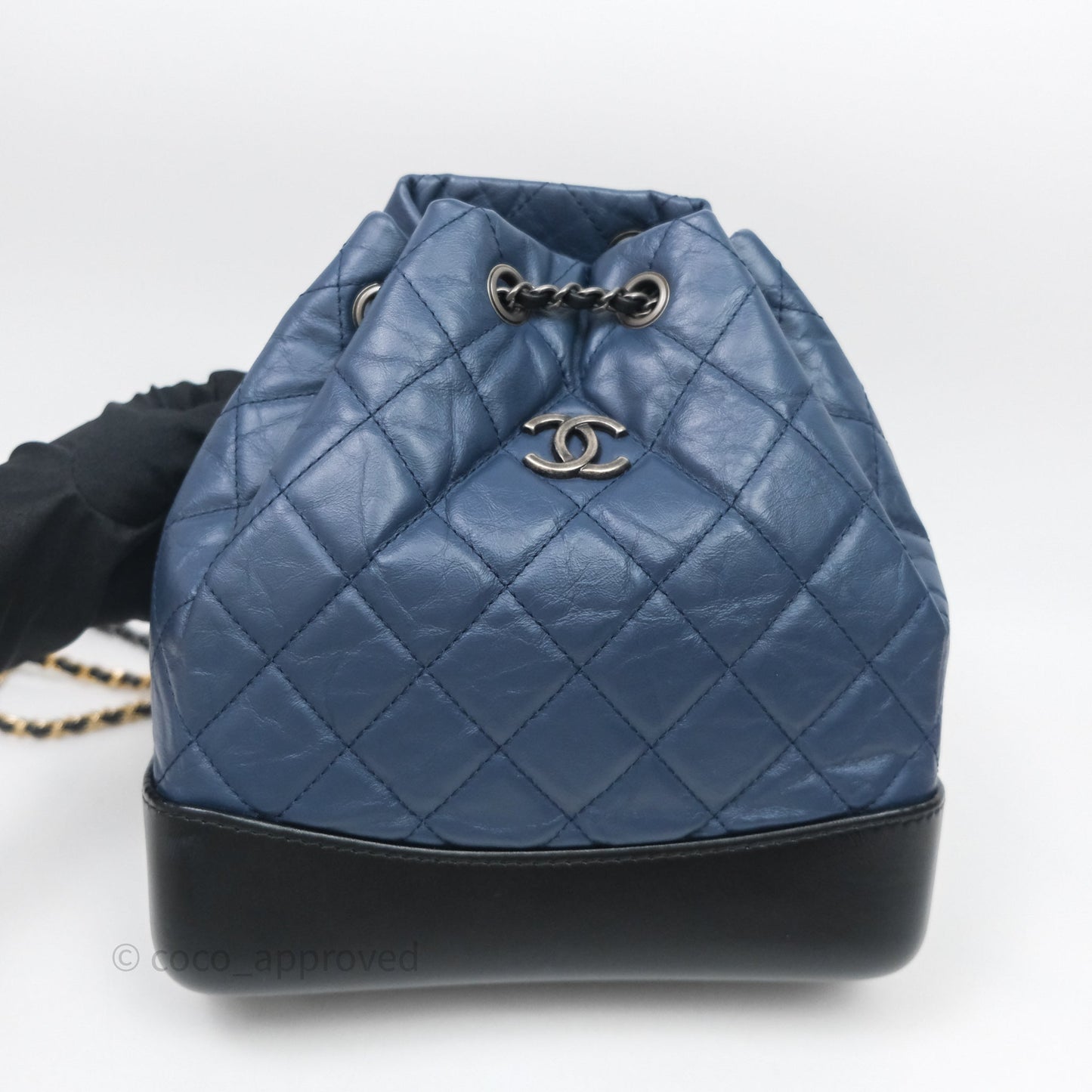 Chanel Small Gabrielle Backpack Quilted Navy Black Aged Calfskin