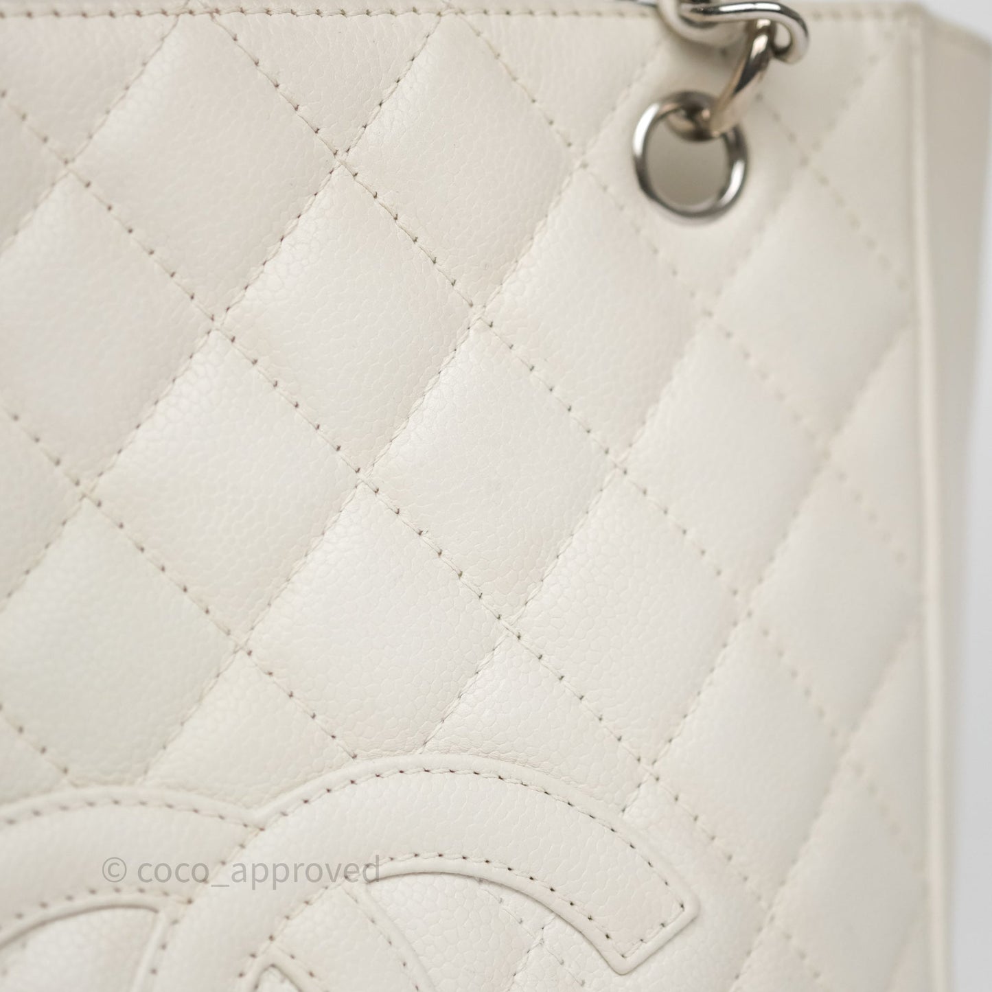 Chanel Vertical GST White Caviar Silver Hardware
