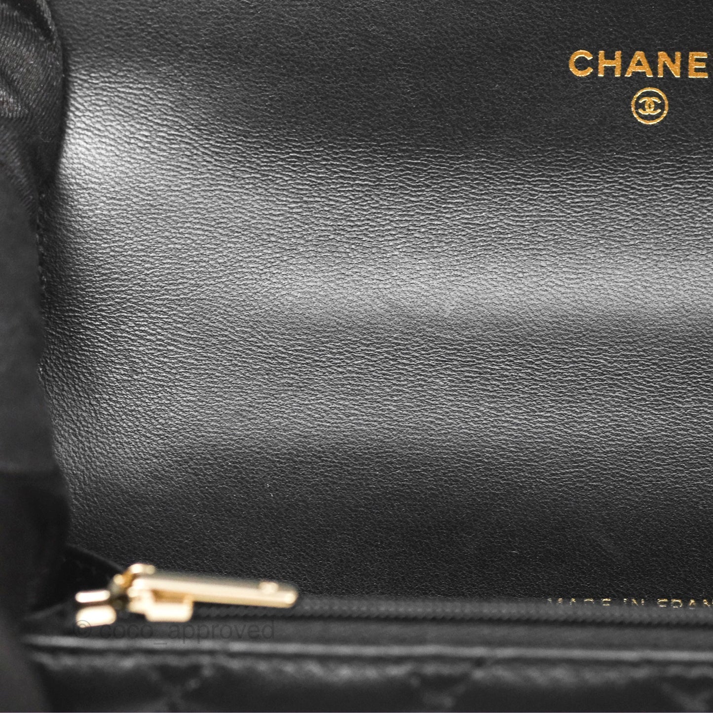 Chanel Camellia Handle Mini WOC Phone Holder with Chain Black Lambskin 23K