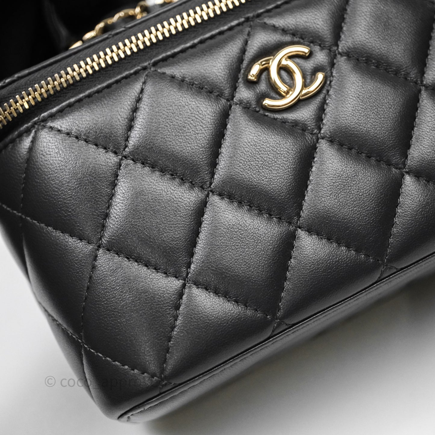 Chanel Trendy CC Vanity Rectangular Top Handle Dark Grey Lambskin Gold Hardware