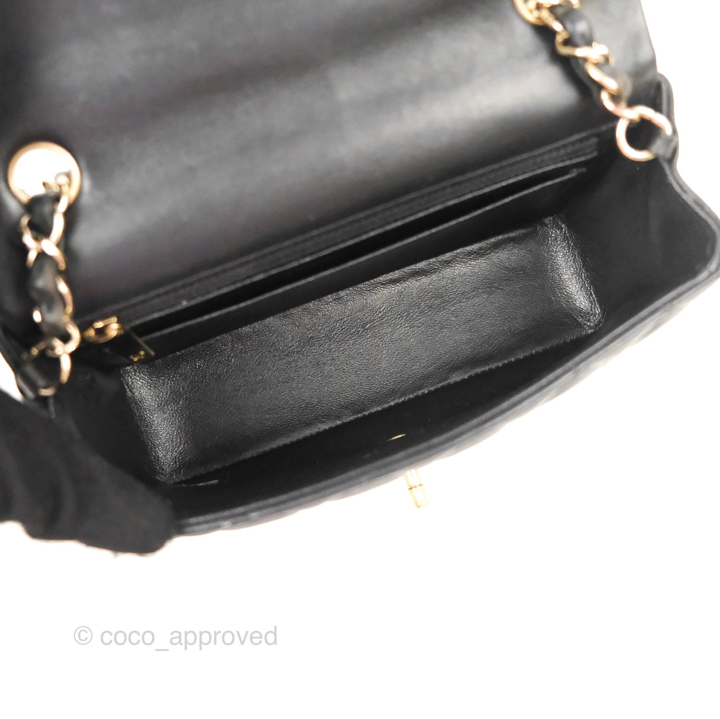 Chanel Quilted Mini Rectangular Flap Black Lambskin Gold Hardware