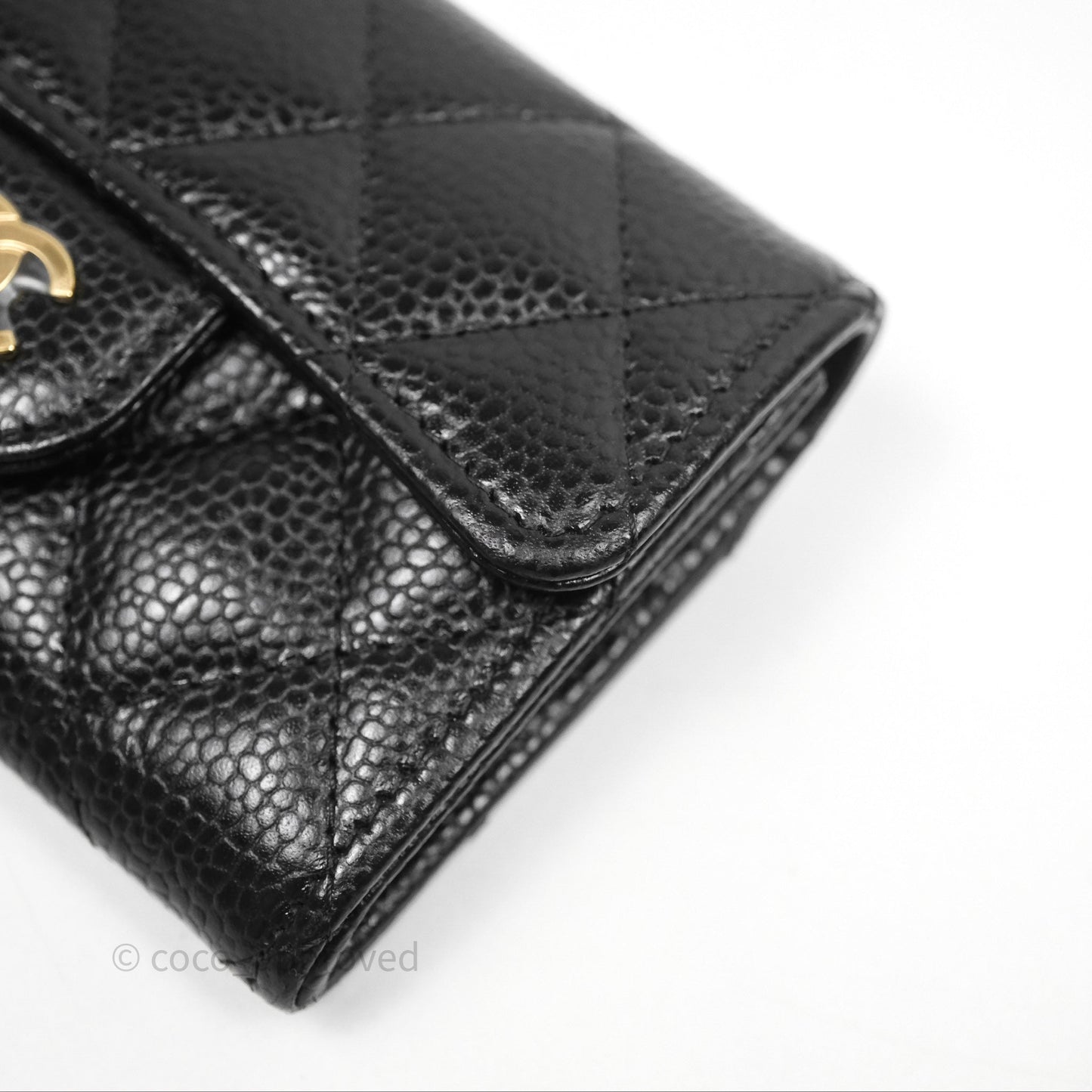 Chanel Quilted Flap Card Holder Caviar Black Gold Hardware