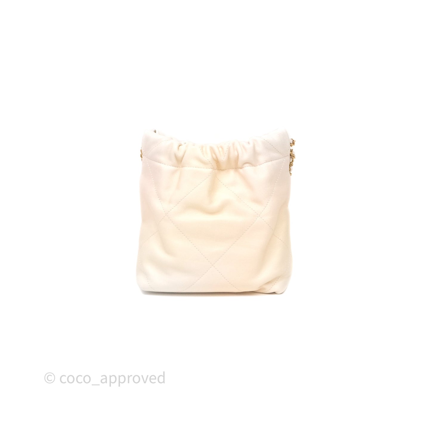 Chanel 22 Mini Bag Iridescent Light Pearly Calfskin Aged Gold Hardware