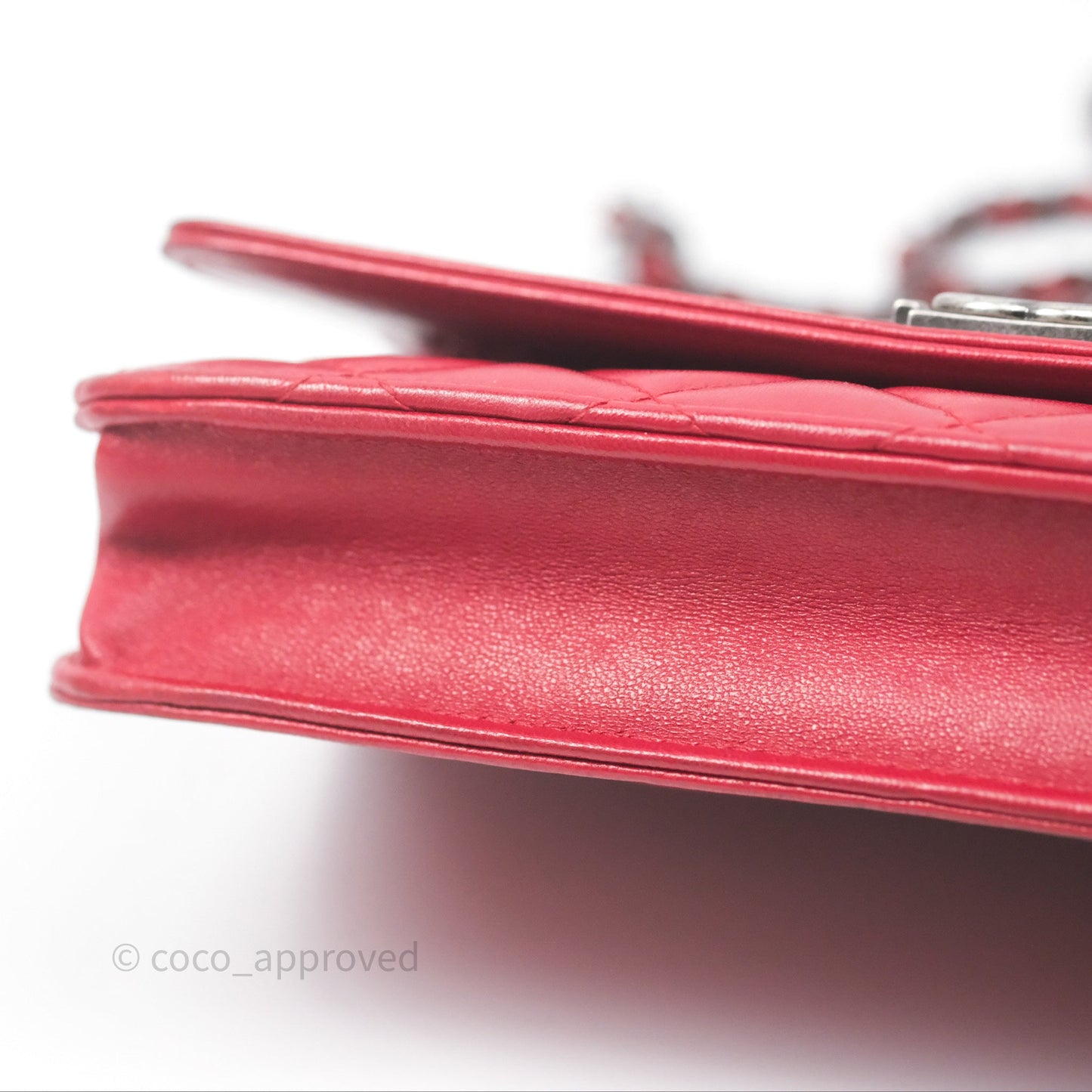 Chanel Boy Wallet on Chain WOC Red Lambskin Ruthenium Hardware