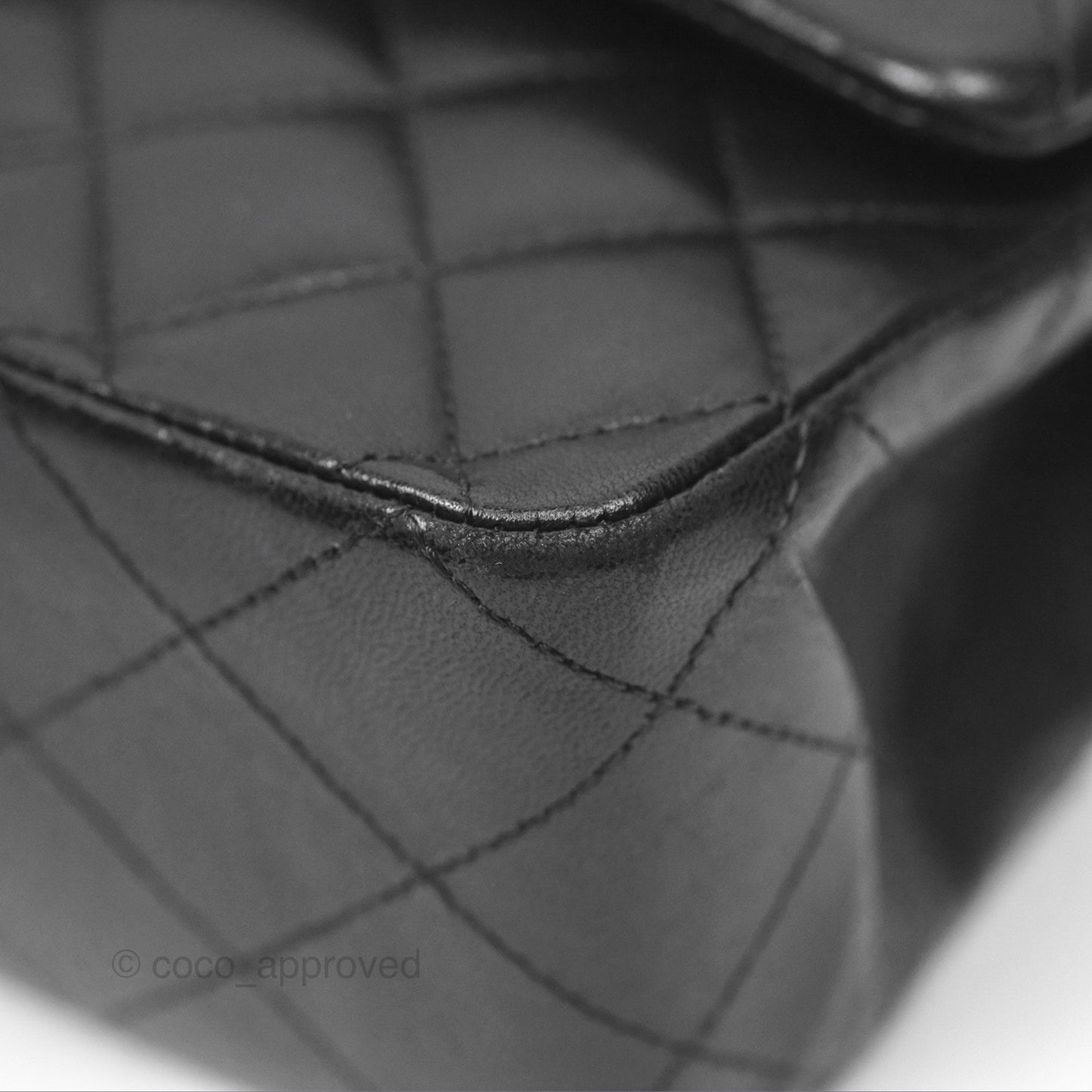 Chanel Classic M/L Medium Flap Quilted Black Lambskin Silver Hardware