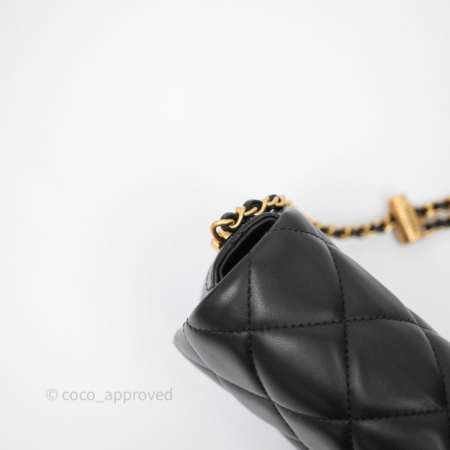 Chanel My Perfect Mini With Pearl Quilted Black Lambskin Gold Hardware