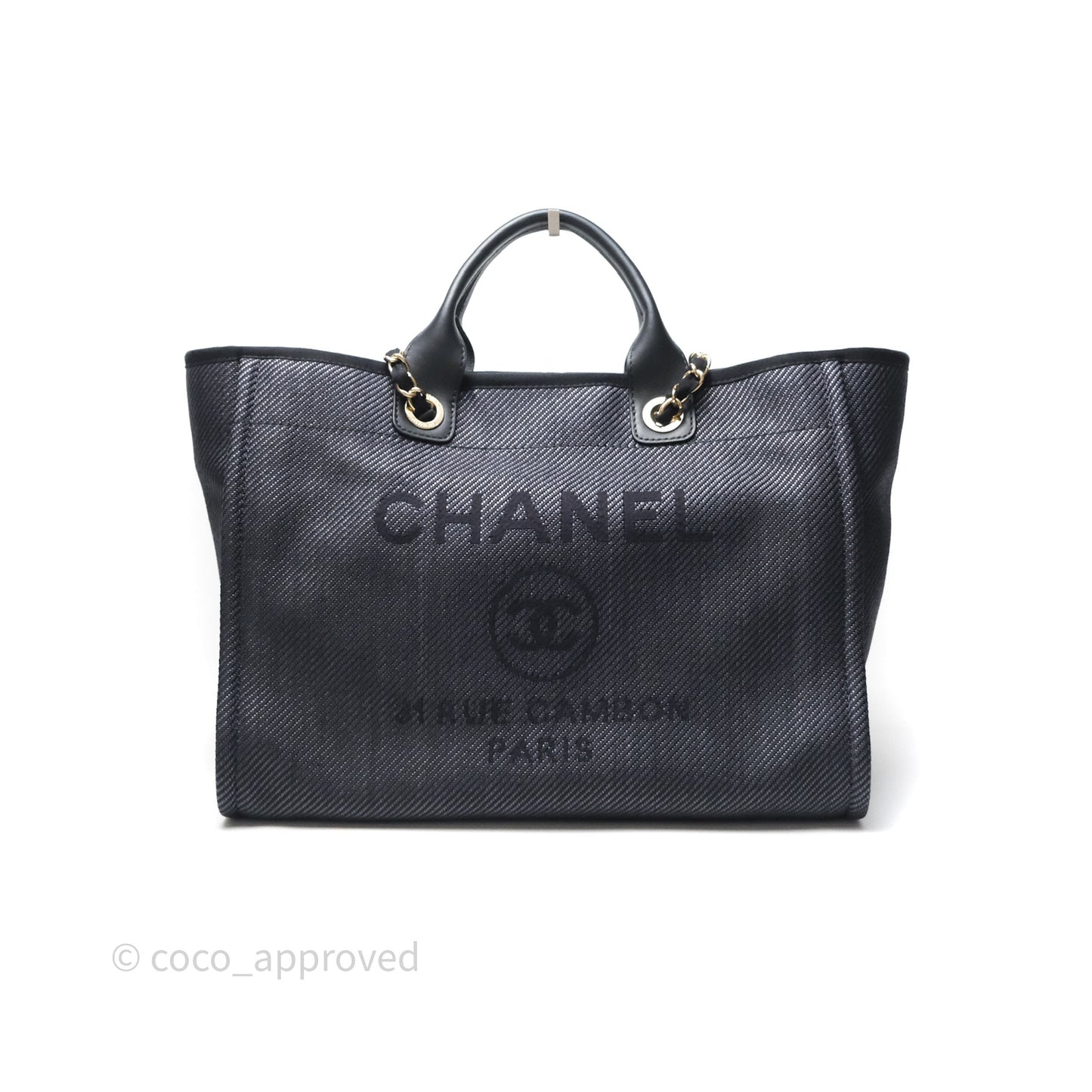 Chanel Canvas Deauville Large Tote Navy Gold Hardware