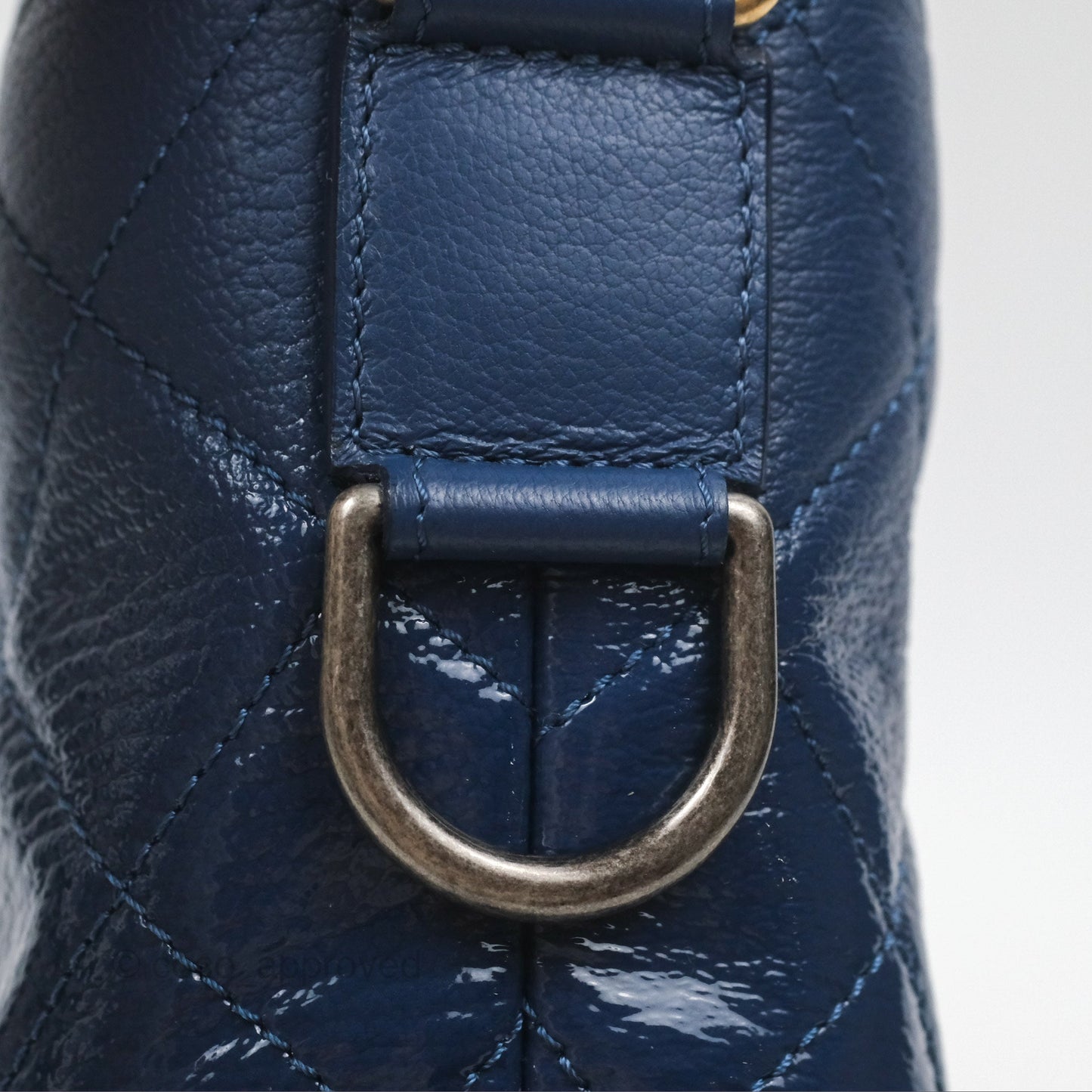 Chanel Small Gabrielle Hobo Blue Patent Goatskin Mixed Hardware
